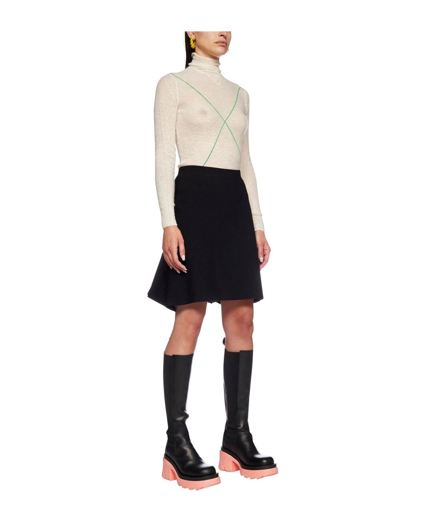 Bottega Veneta A-line Ruffled Skirt - BLACK スカート