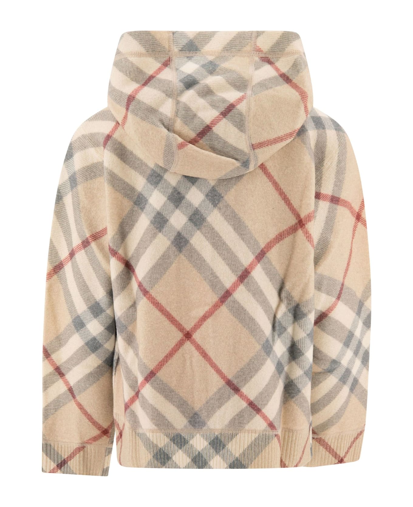 Burberry Check-pattern Zip-up Knitted Hoodie - NEUTRALS