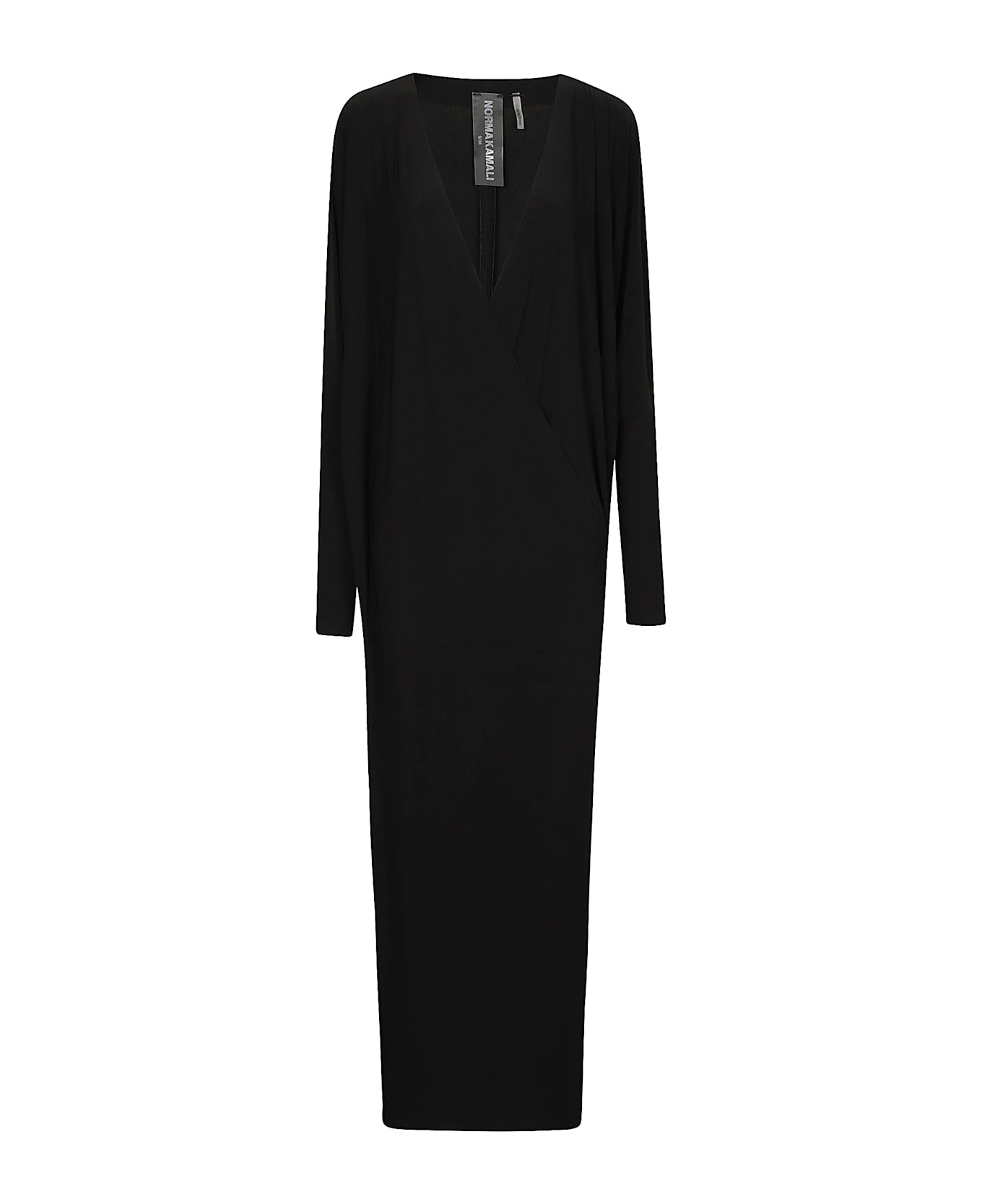 Norma Kamali Dolman Wrap Side Slit Dress - Black