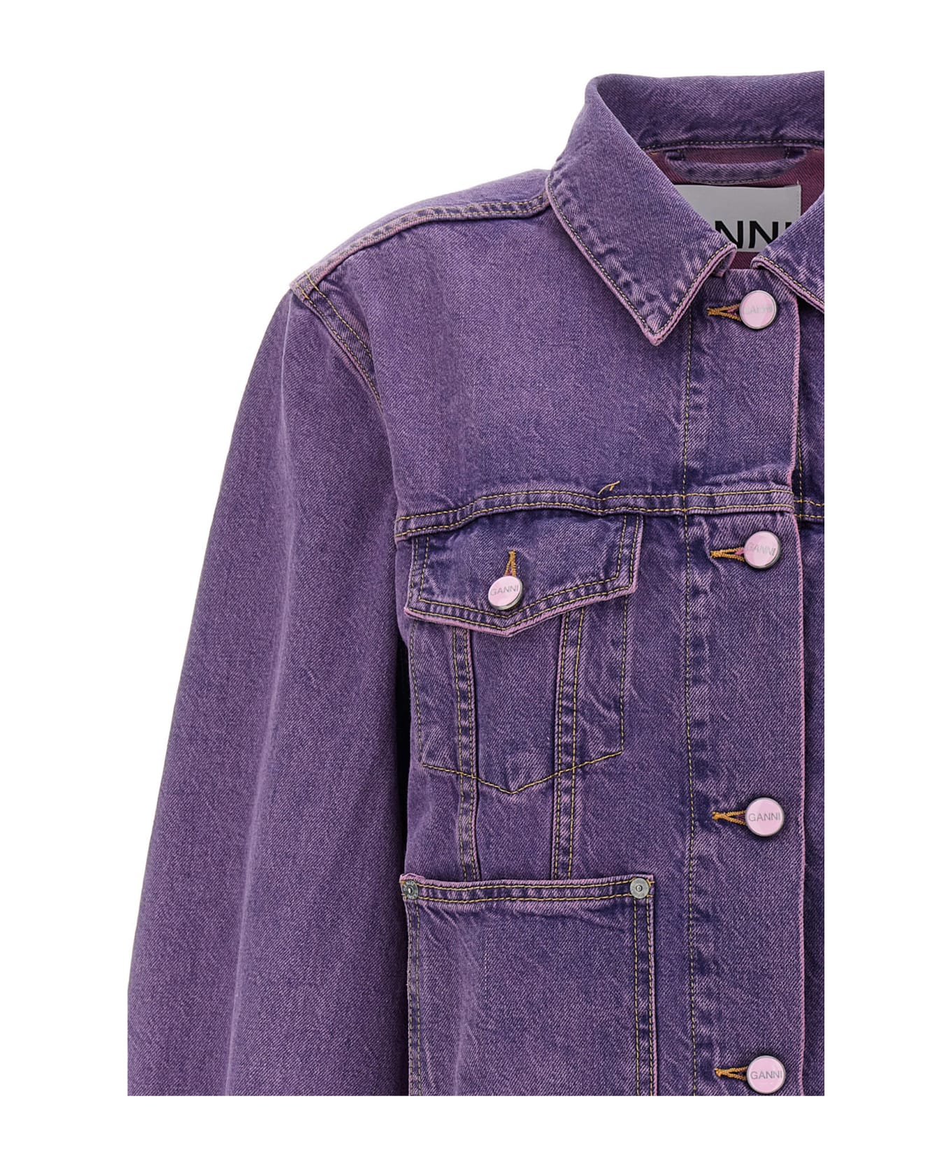 Ganni Overdyed Bleach Jacket - Purple