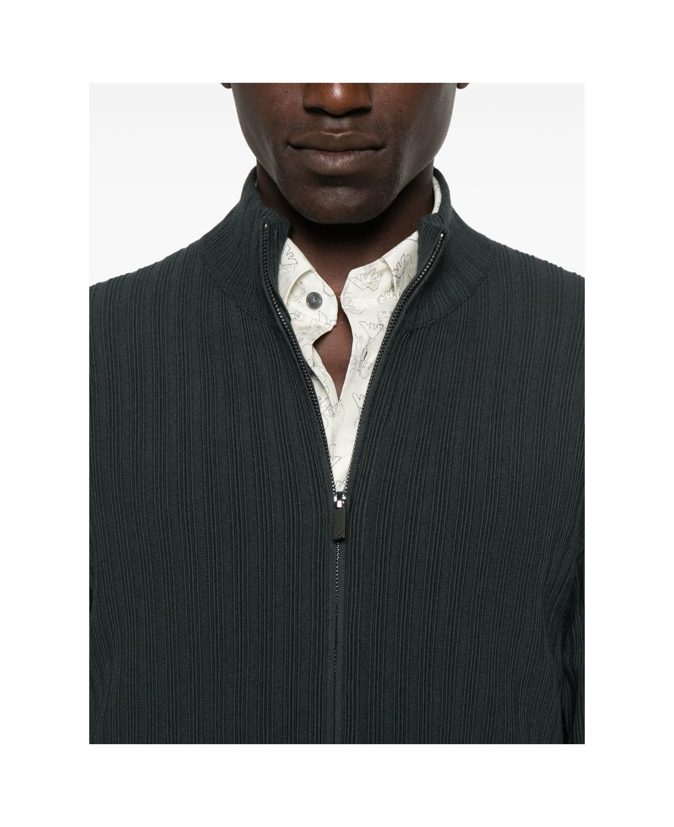 Emporio Armani Zipped Cardigan - Grey