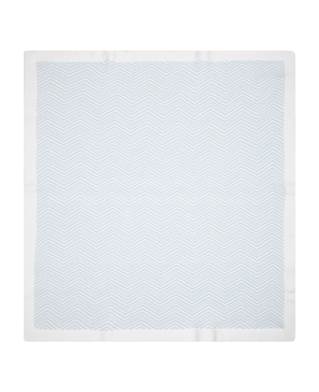 Missoni Light Blue Blanket For Baby Boy With Chevron Pattern - Light Blue