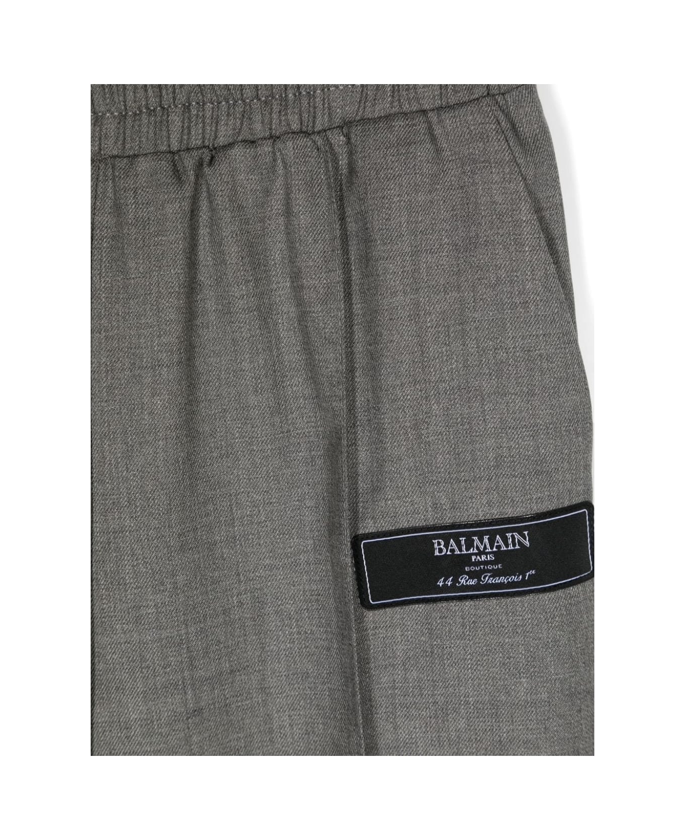 Balmain Pantaloni Con Logo - Gray