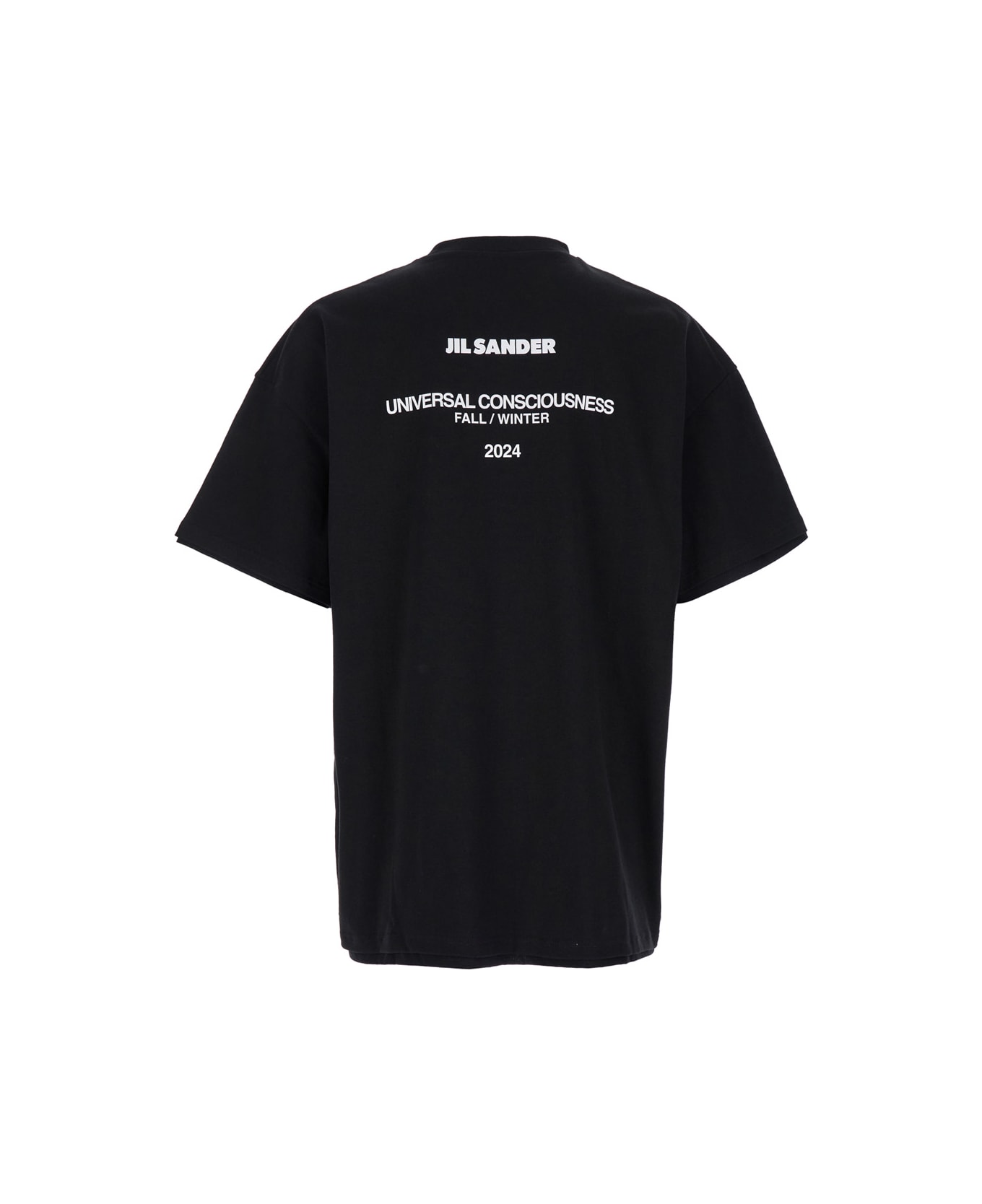 Jil Sander Black Double-layers T-shirt In Cotton Man - Black