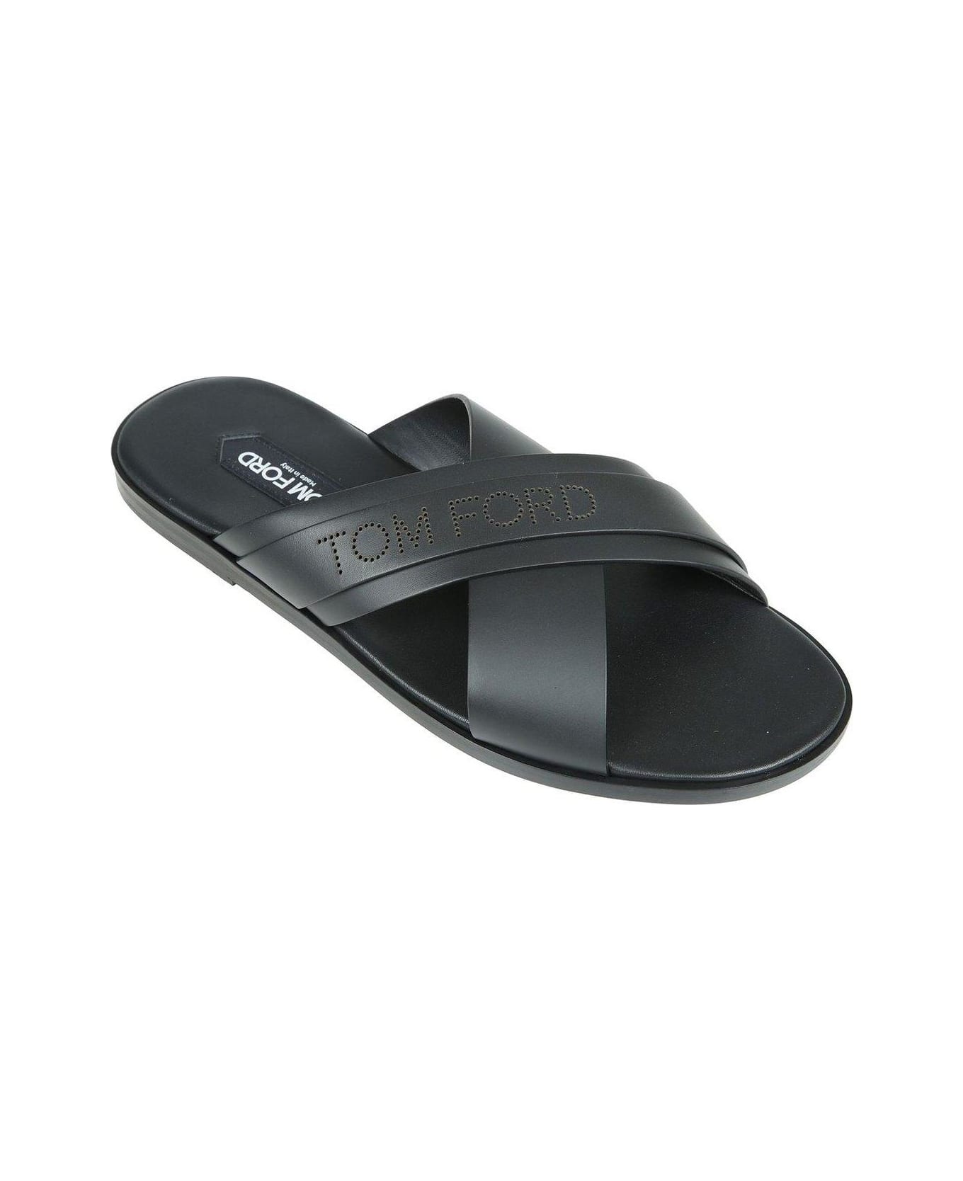 Tom Ford Logo Perforated Open Toe Sandals - Nero