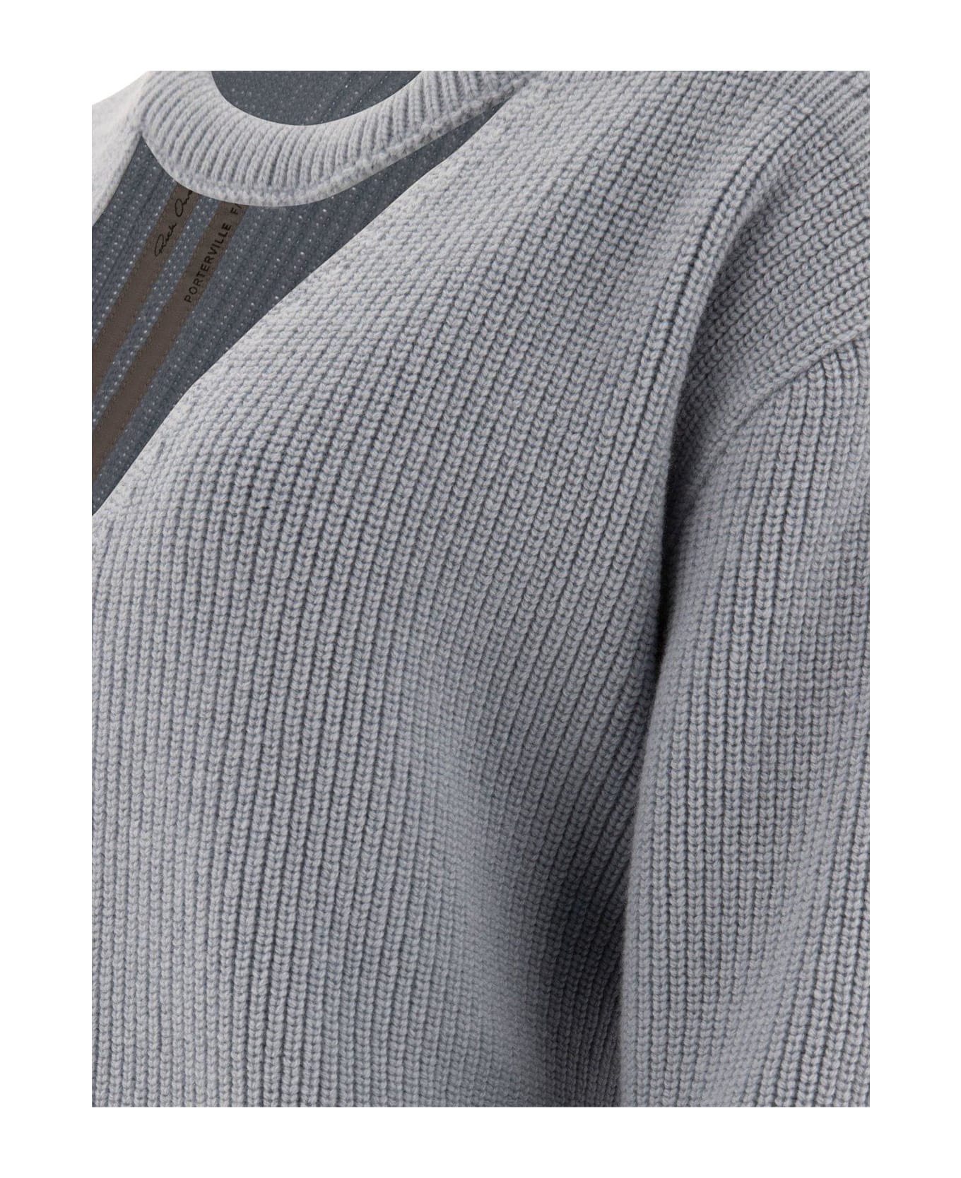 Rick Owens Eclipse V-neck Jumper - PALE BLUE