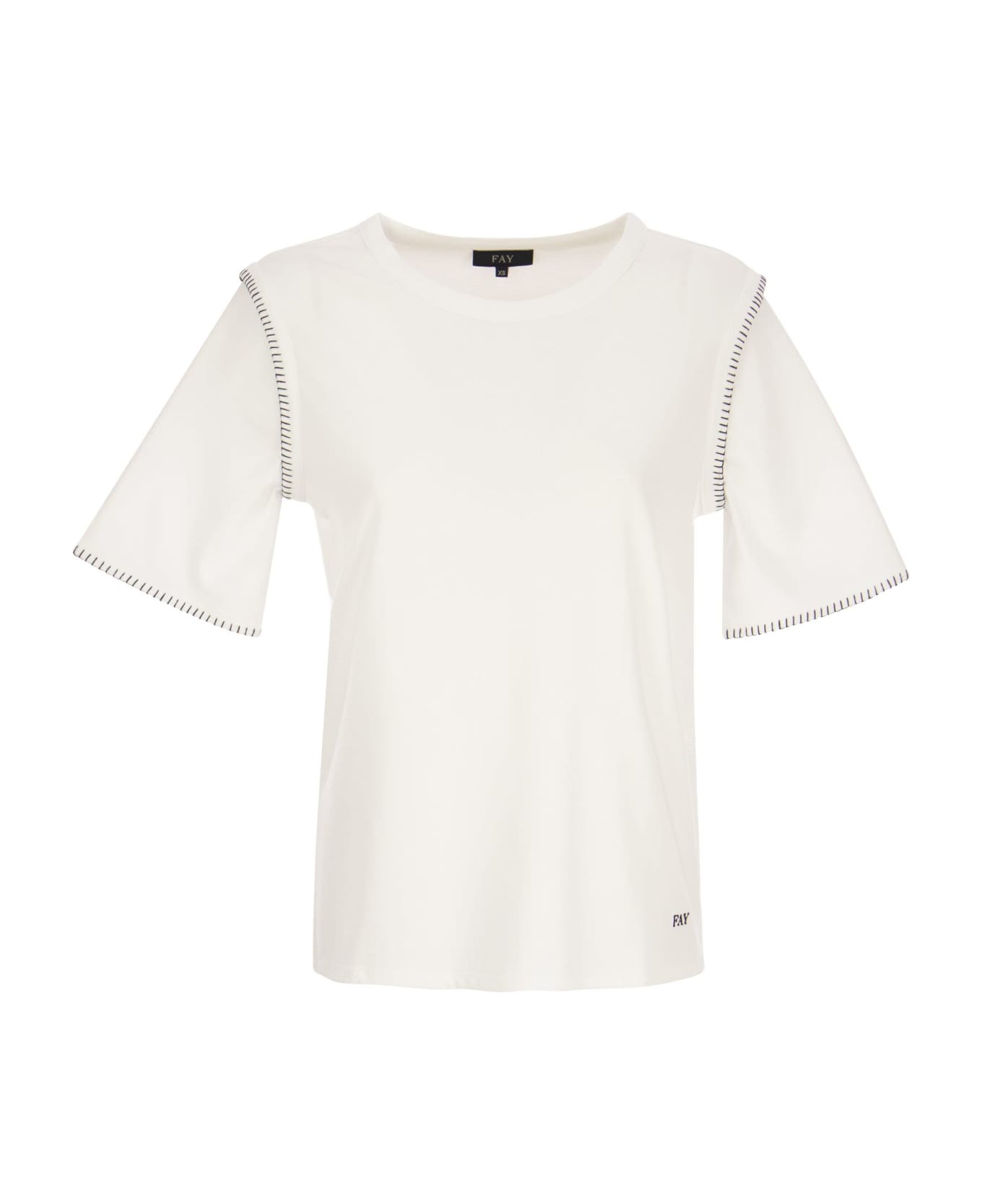 Fay T-shirt With Contrast Stitching - White Tシャツ