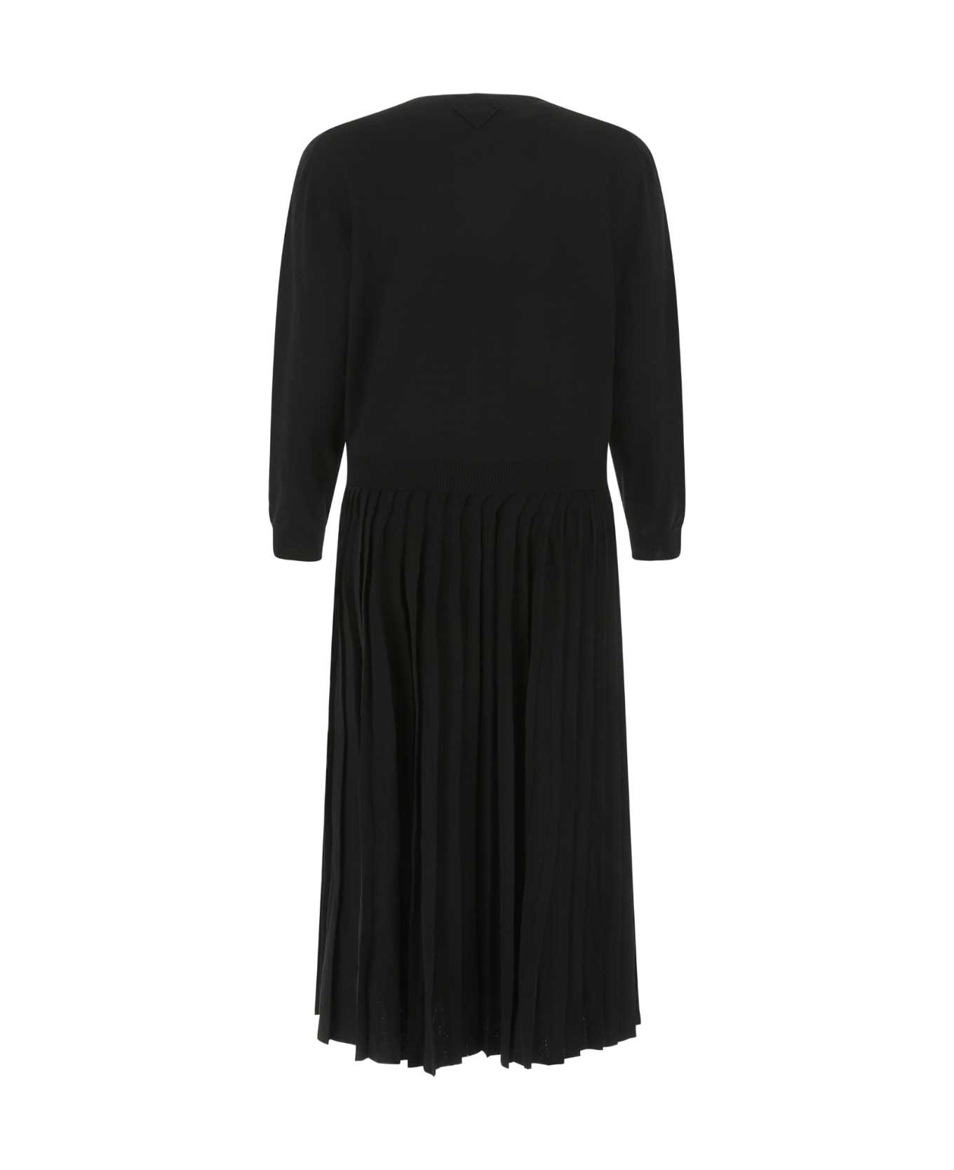 Prada Black Stretch Wool Blend Dress - F0002 ワンピース＆ドレス