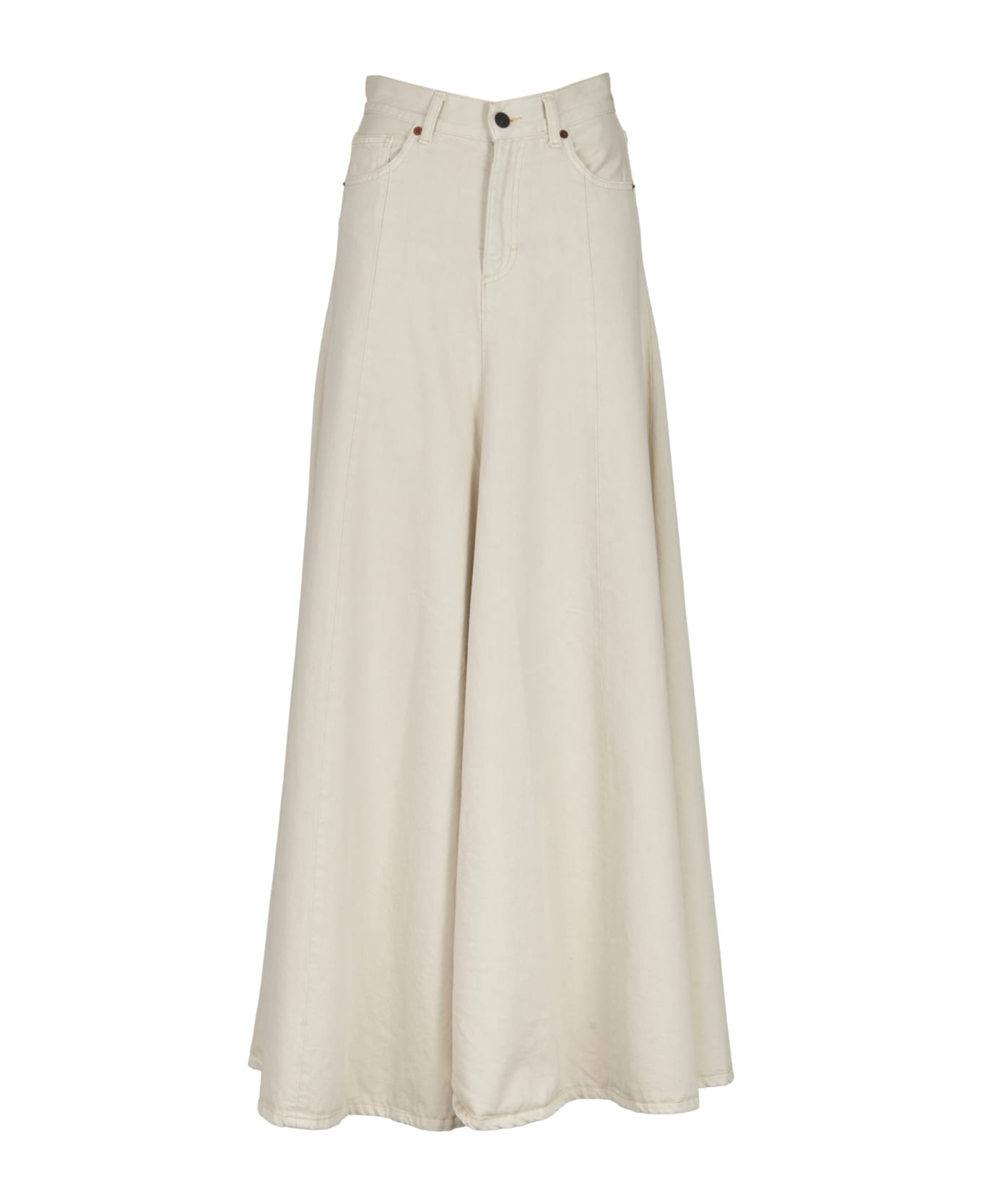 Haikure Flared Buttoned Trousers - Natural