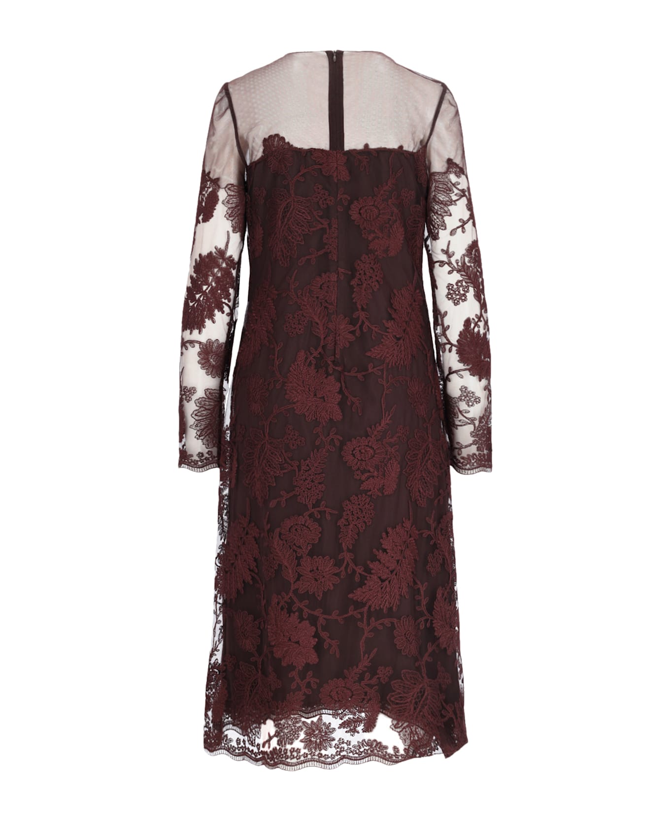 Ermanno Scervino Lace Midi Dress - BITTERCHOCOLATE