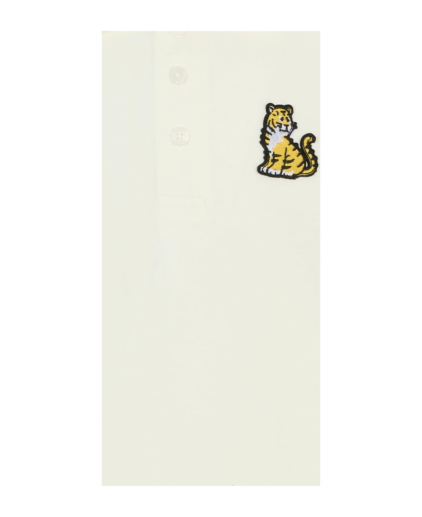 Kenzo Kids White Polo Shirt For Boy With Kotora - Ivory