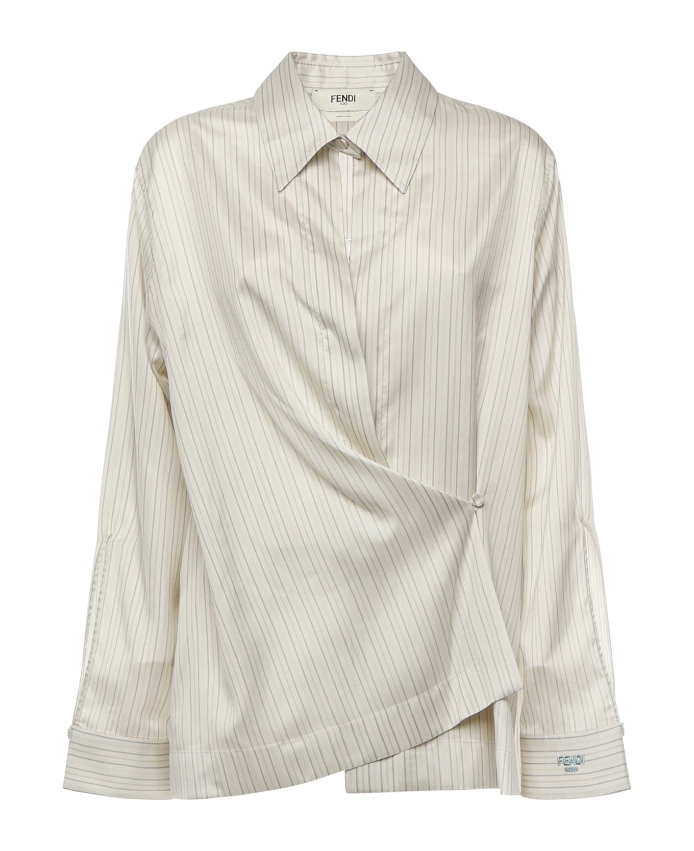 Fendi Striped Silk Shirt - White
