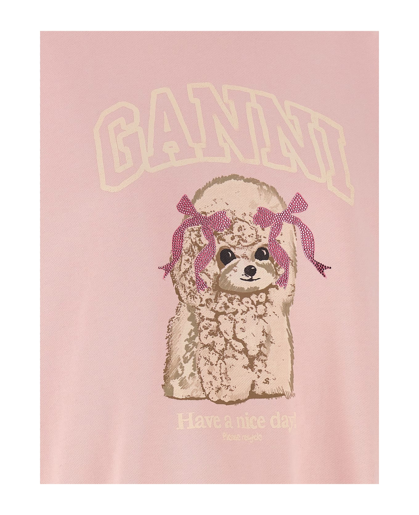 Ganni Front Print Sweatshirt - Pink