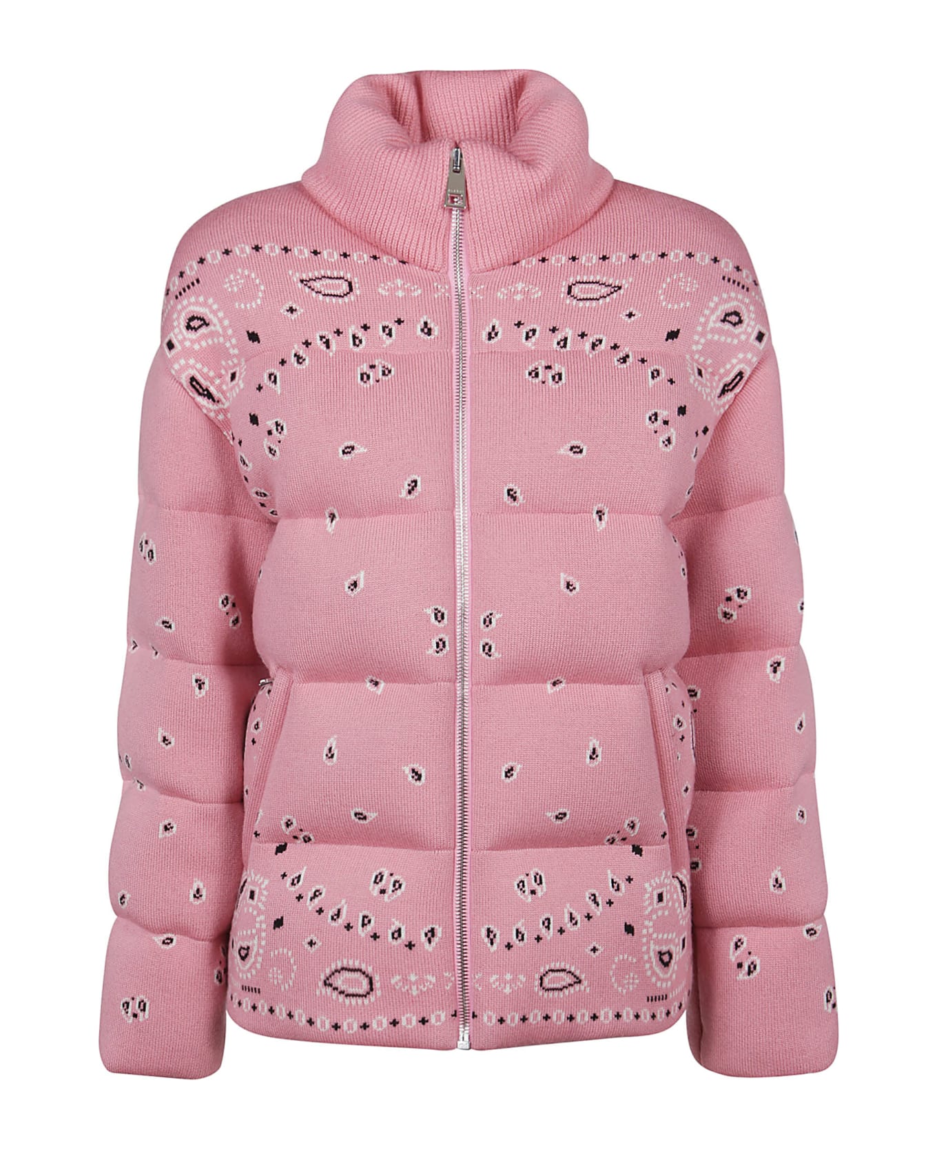 Alanui Bandana Jacquard Puffer Jacket - Pink Multicolor