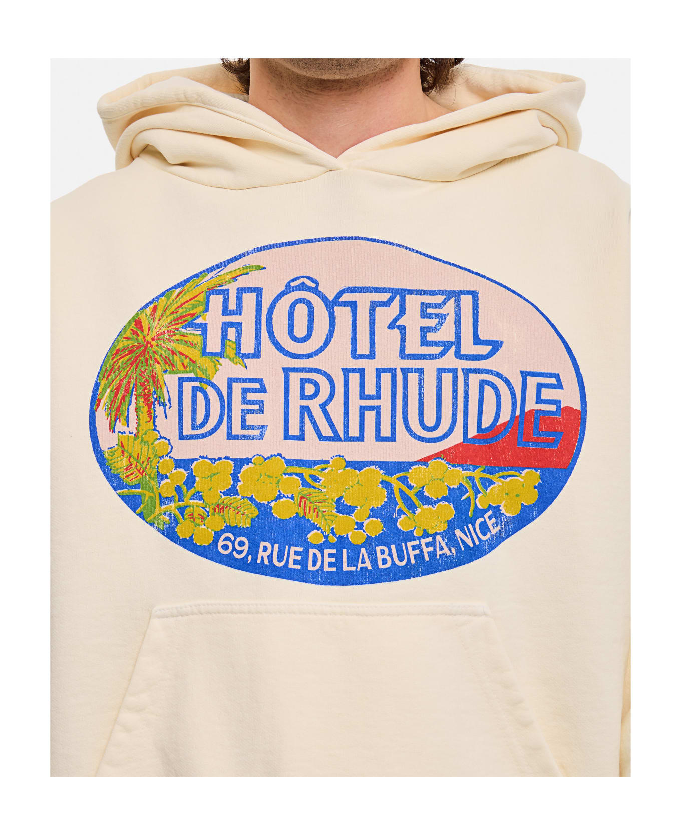 Rhude Hotel Cotton Hoodie - White フリース
