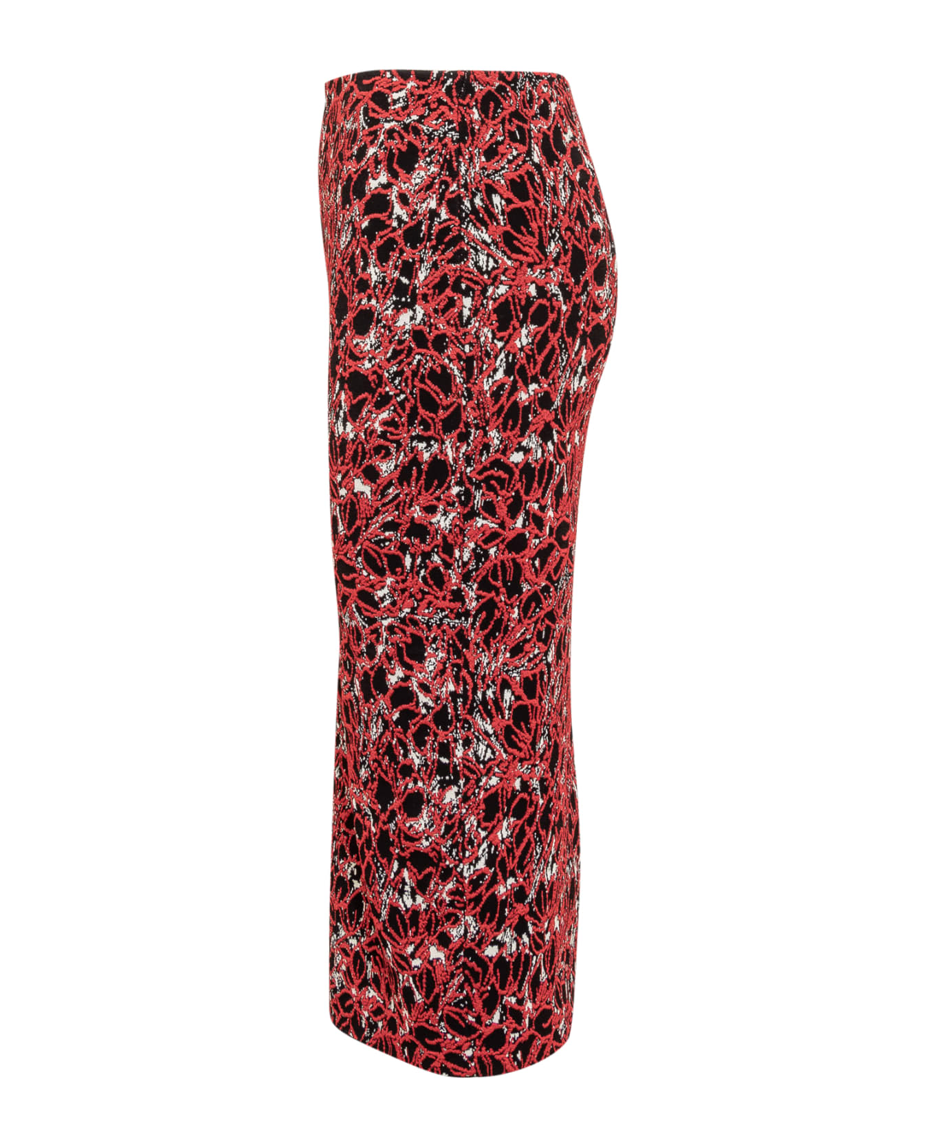 Del Core Knitted Midi Skirt - BLACK/RED