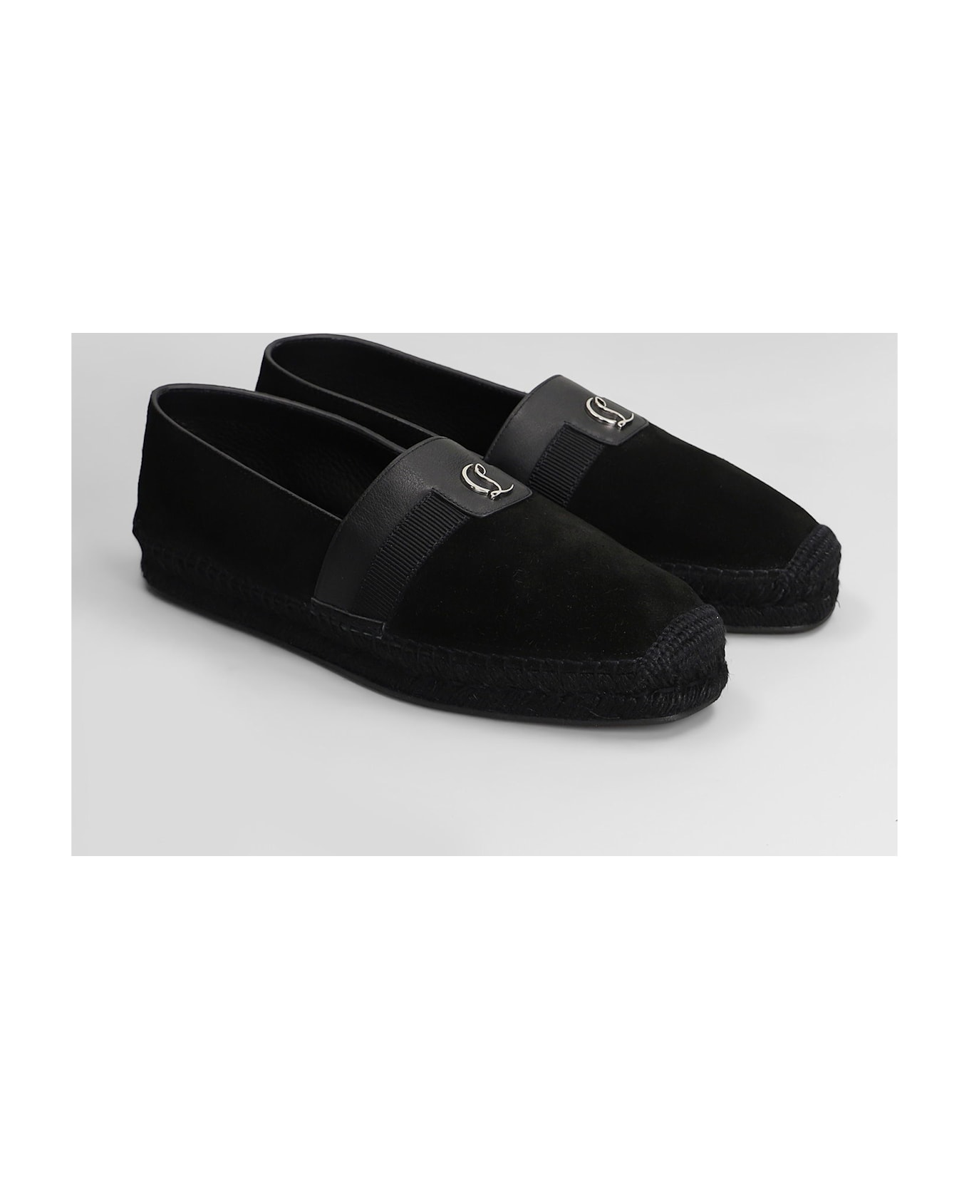 Christian Louboutin Alfarica Flat Espadrilles In Black Leather - black