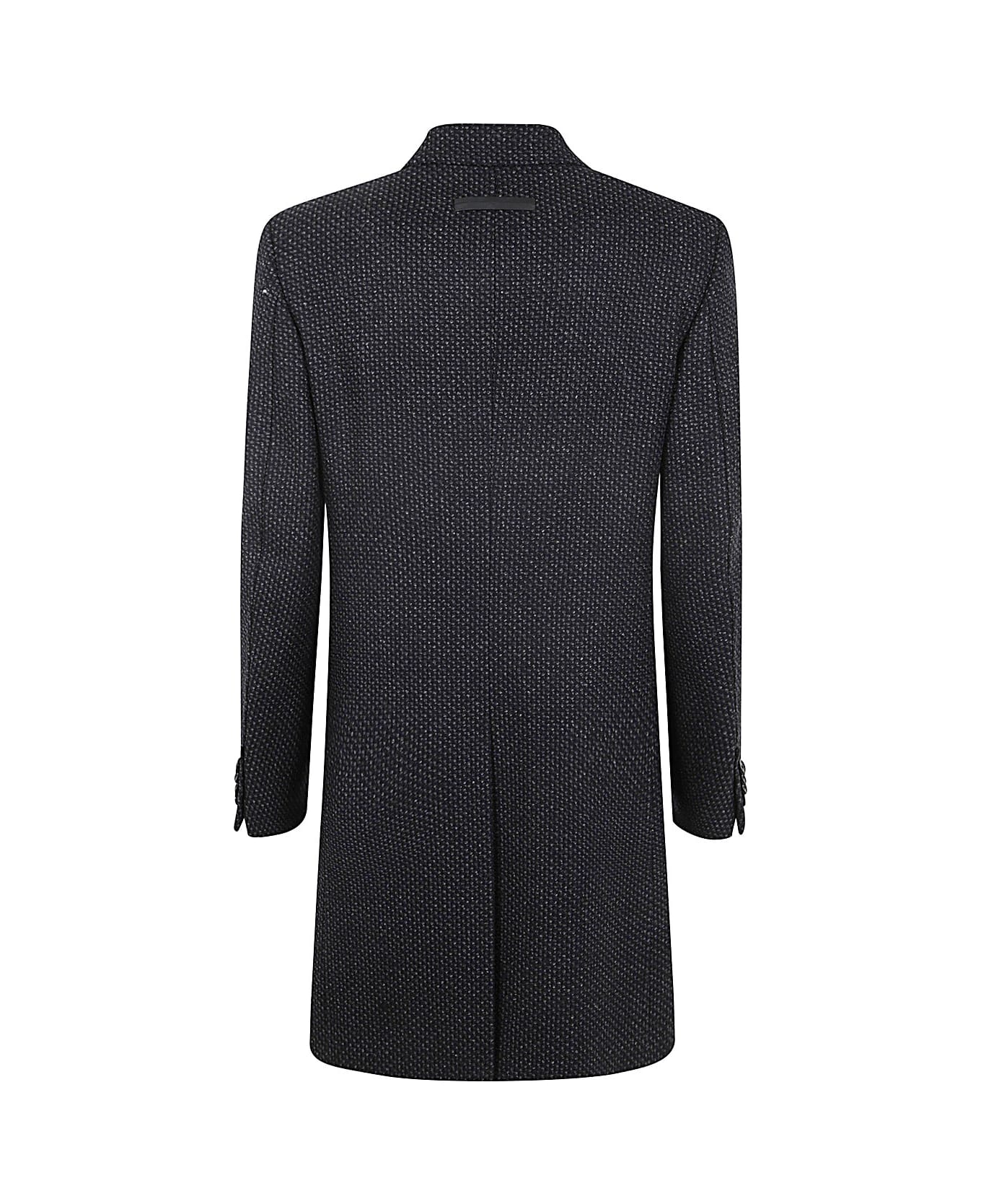 Zegna Wool And Cashmere Overcoat - Black And Dark Grey