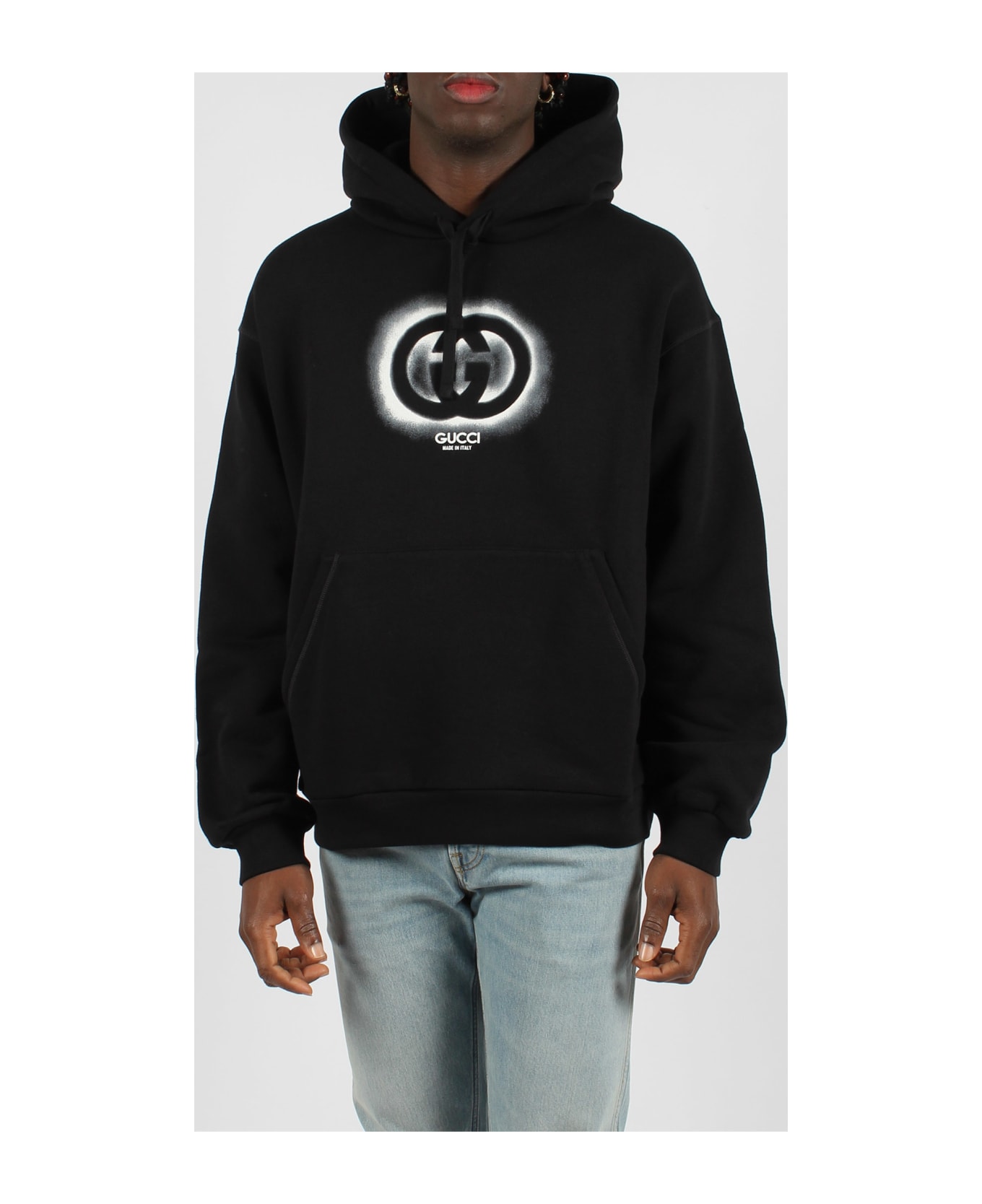 Gucci Cotton Jersey Hooded Sweatshirt - Black フリース