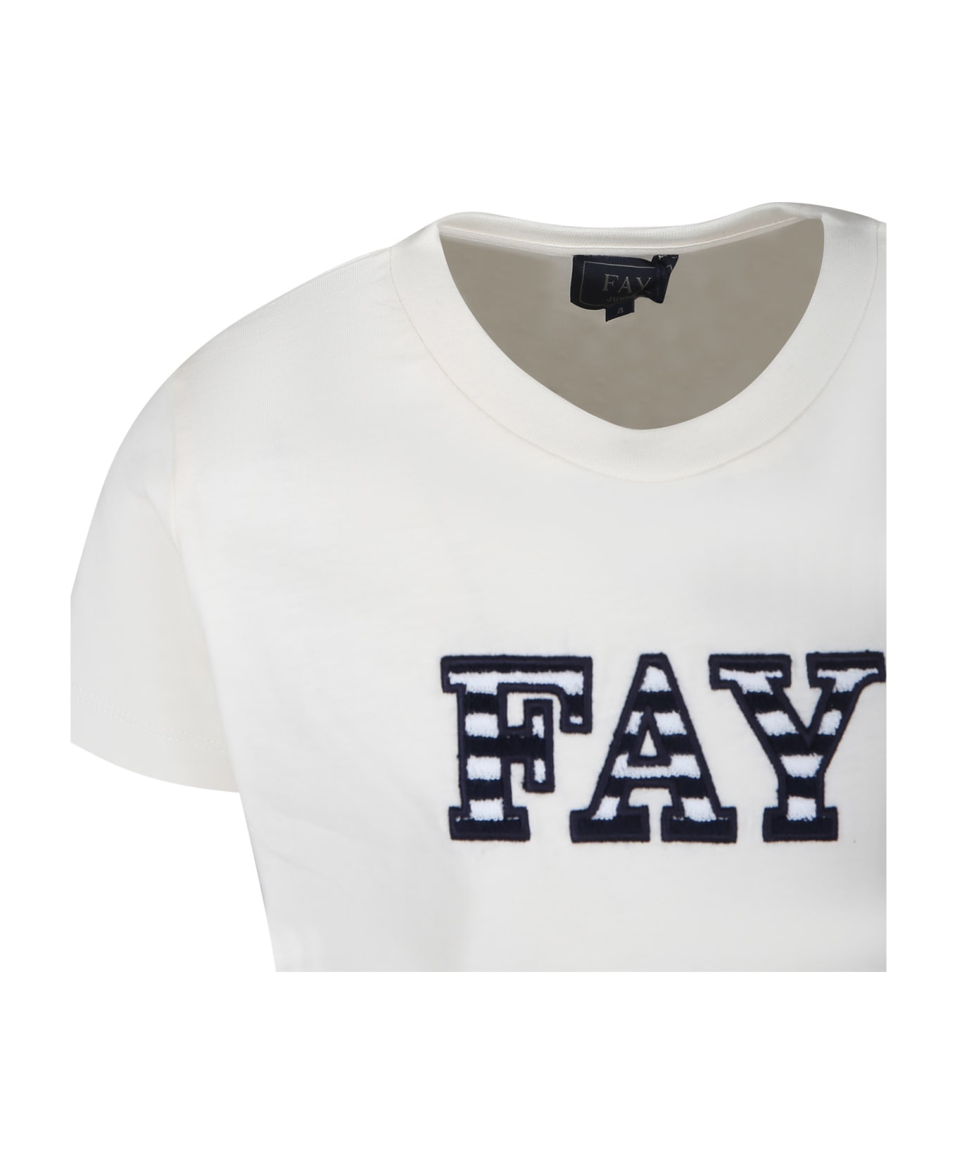 Fay Ivory T-shirt For Boy With Logo - Ivory Tシャツ＆ポロシャツ
