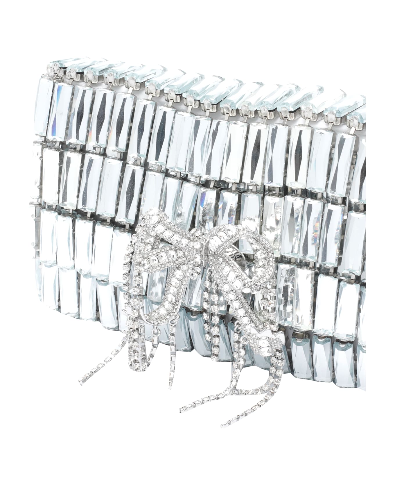 self-portrait Mini Crystals Bow Shoulder Bag - Silver