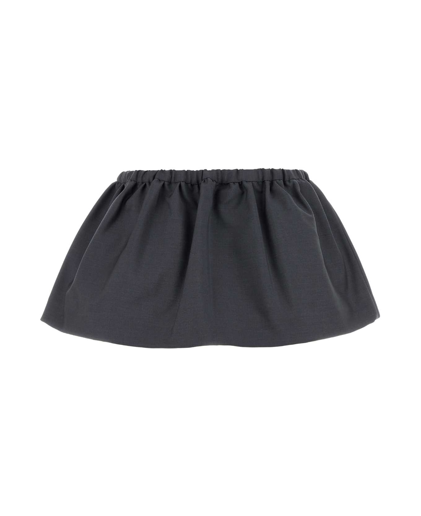 Miu Miu Dark Grey Mohair Blend Mini Skirt - EMATITE