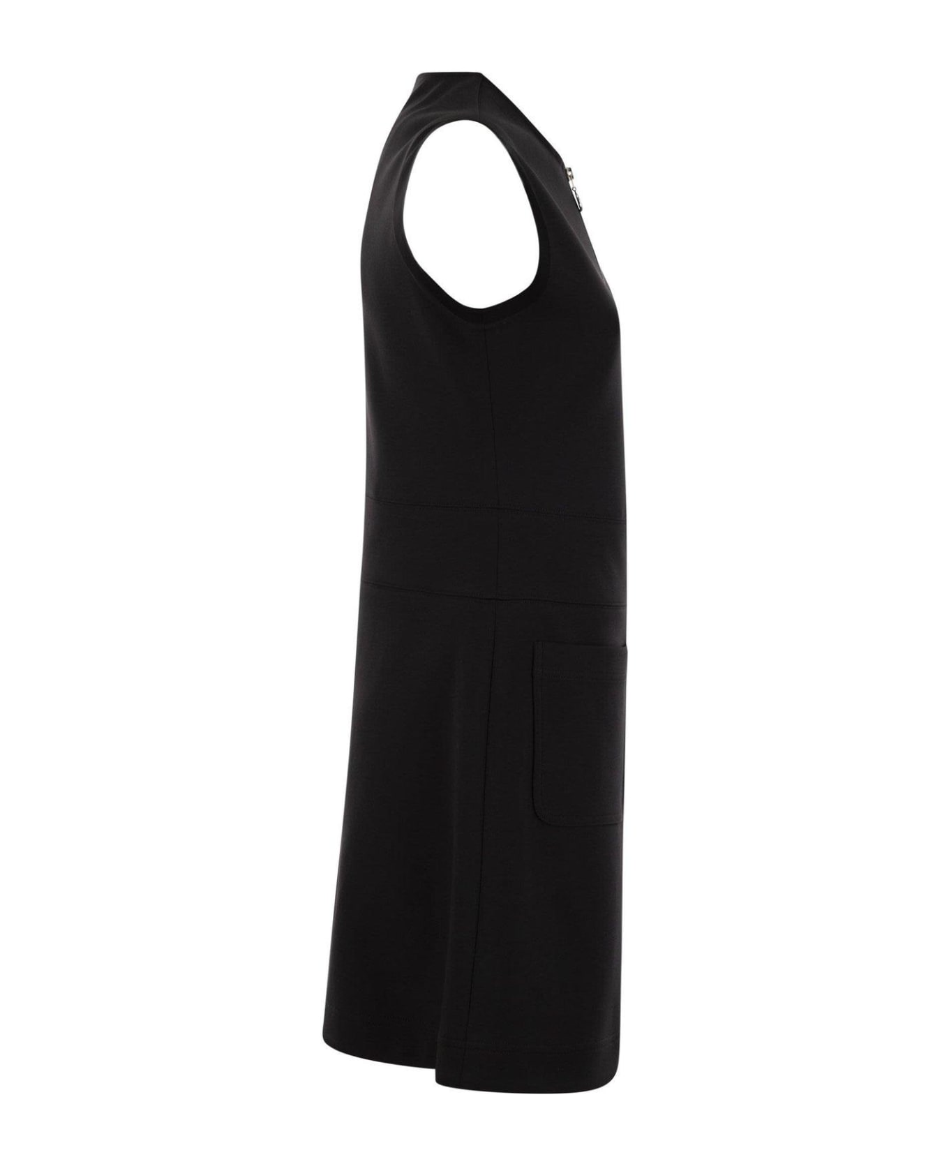 Moncler Zipped Sleeveless Mini Dress - BLACK