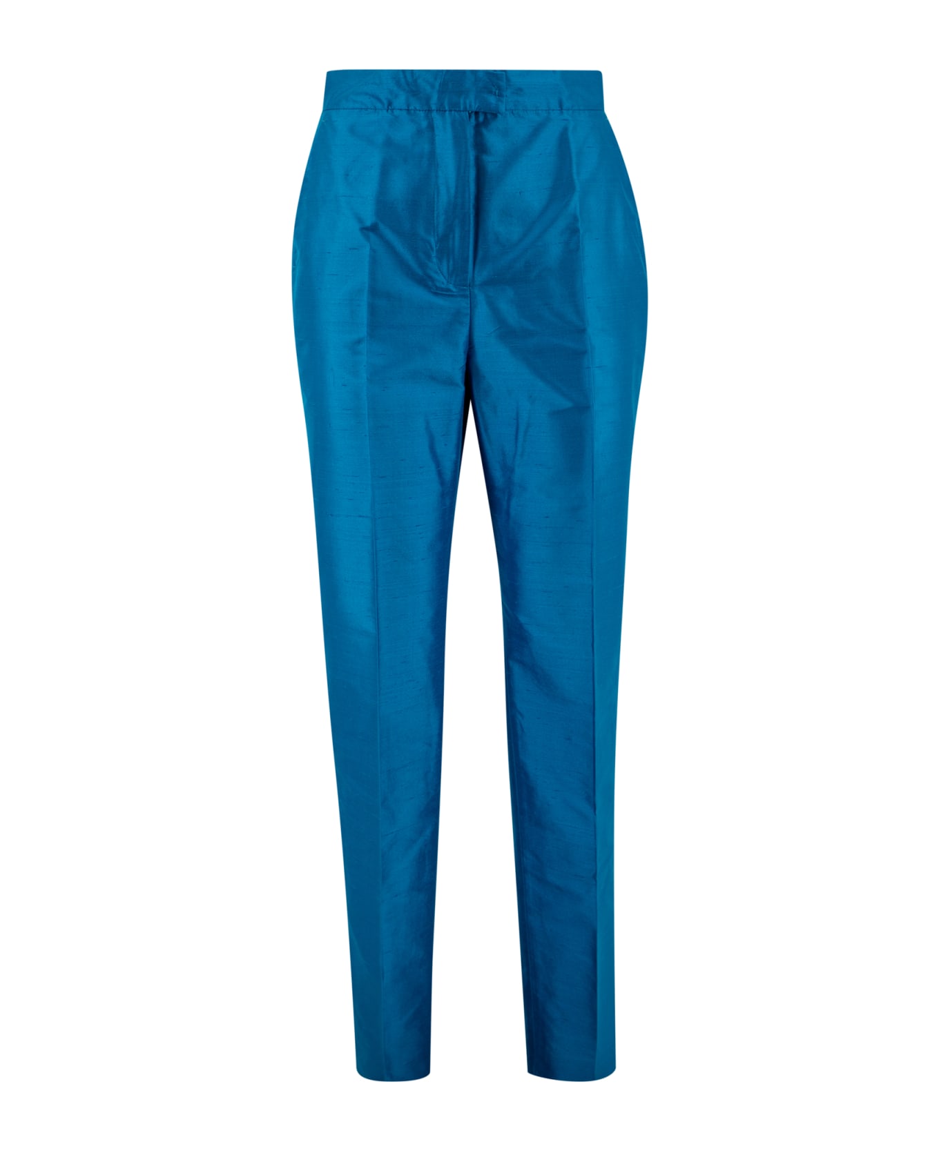 Max Mara Studio Silk Shantung Straight Pants - Clear Blue