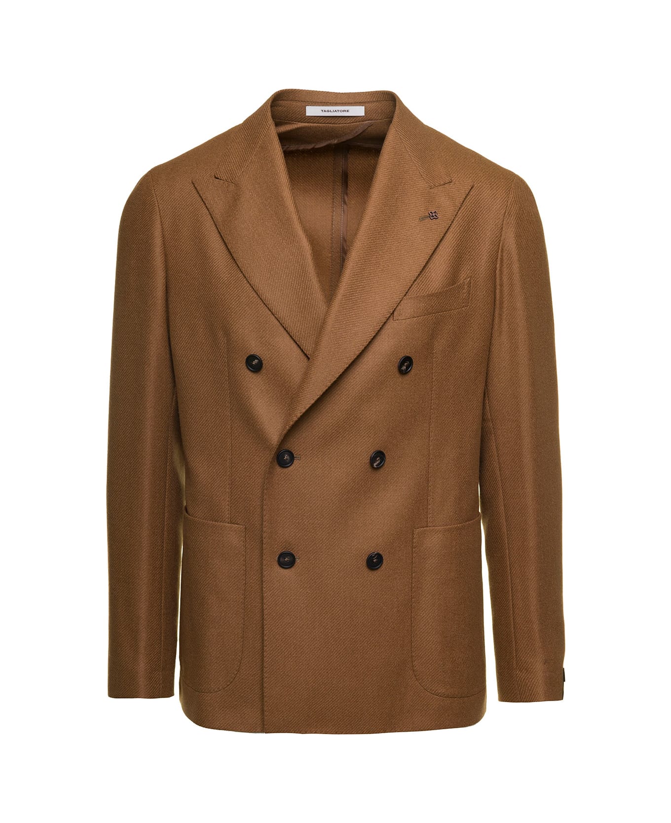 Tagliatore Tagliatore Taupe double-breasted jacket in silk and wool