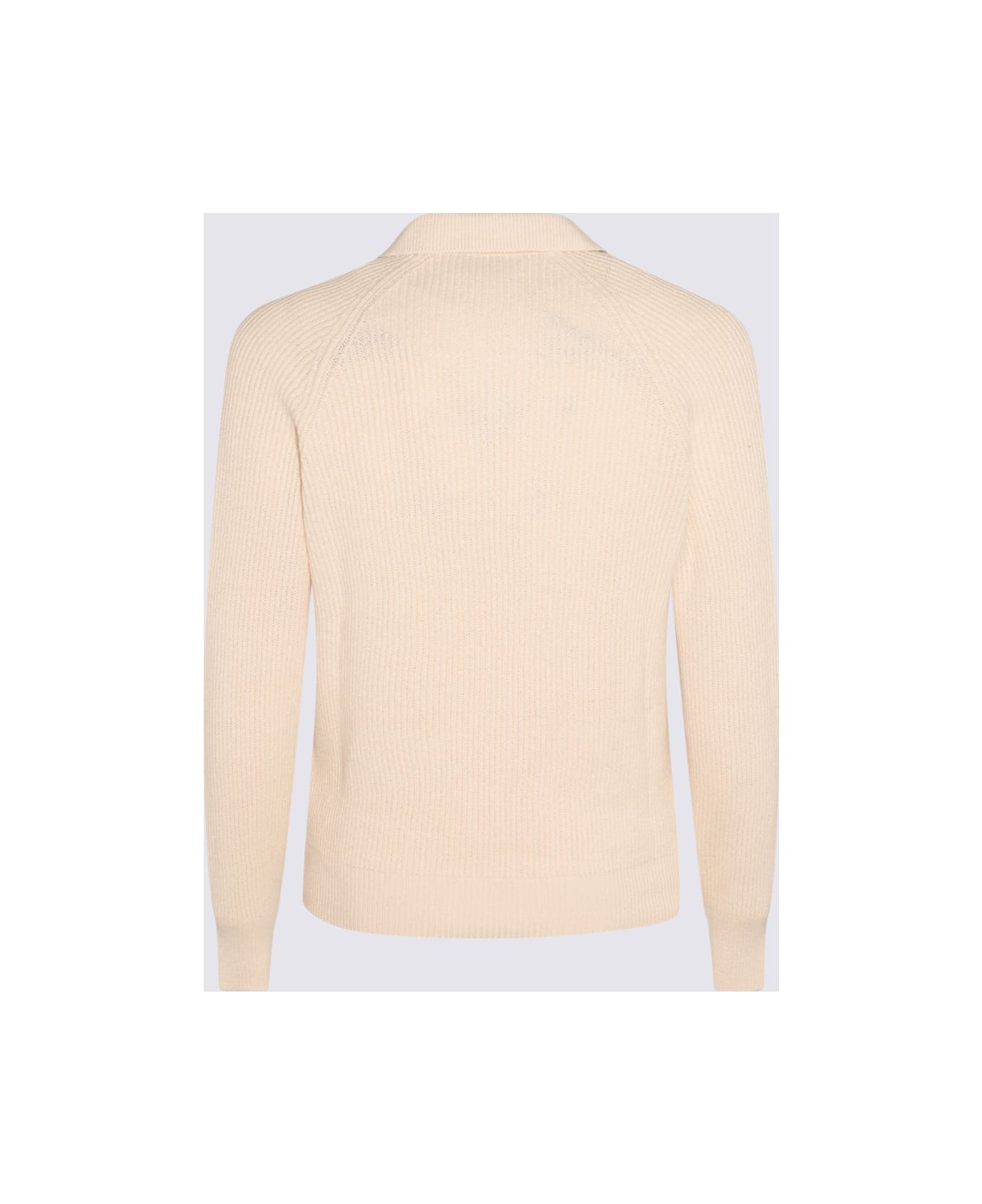 Brunello Cucinelli Ecru Cotton Polo pattern Sweater - Beige