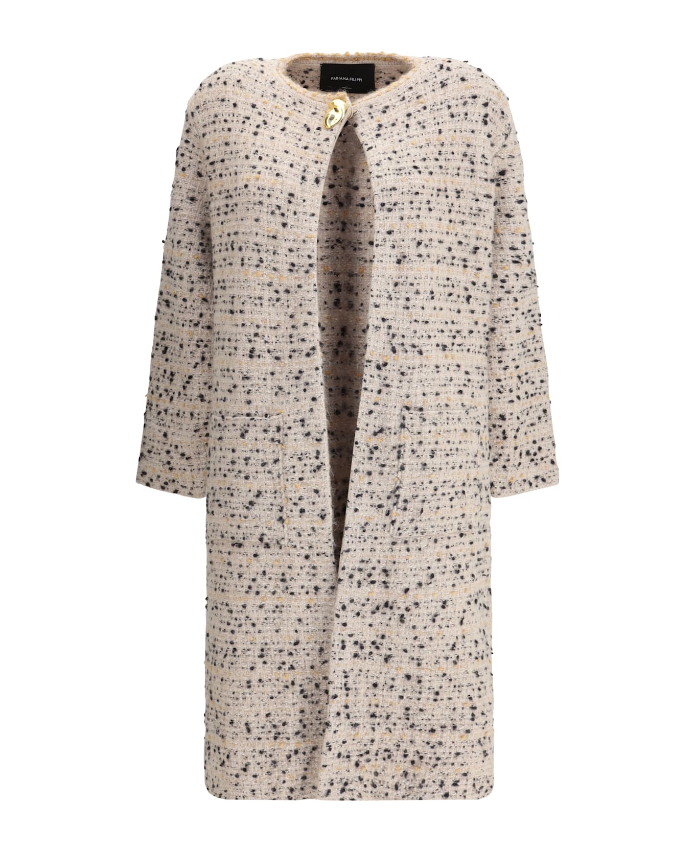 Fabiana Filippi Long Knit Jacket - NEUTRALS