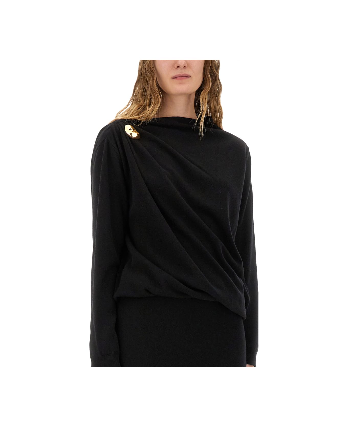 Fabiana Filippi Midi Dress With Gold Detail - BLACK