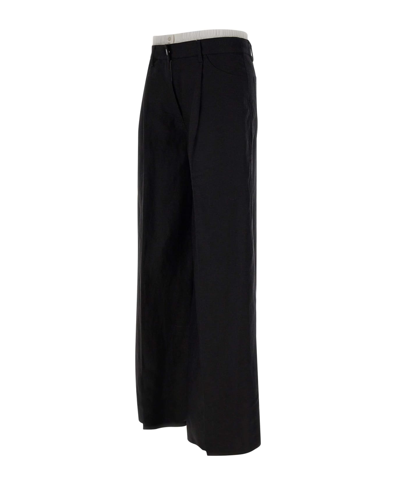 REMAIN Birger Christensen Linen And Viscose Trousers - BLACK ボトムス
