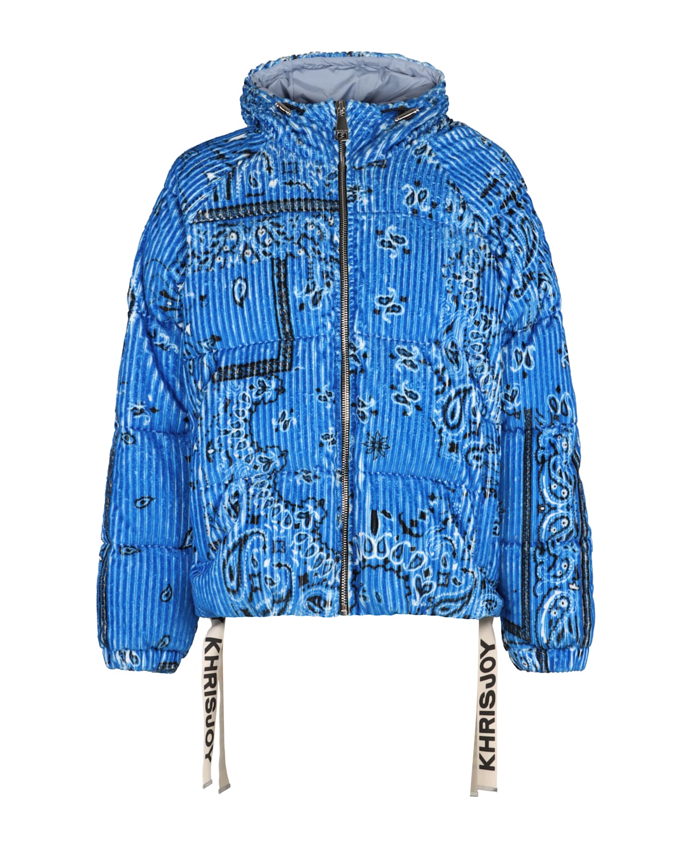 Khrisjoy Puff Bandana Corduroy Hooded Down Jacket - Light Blue