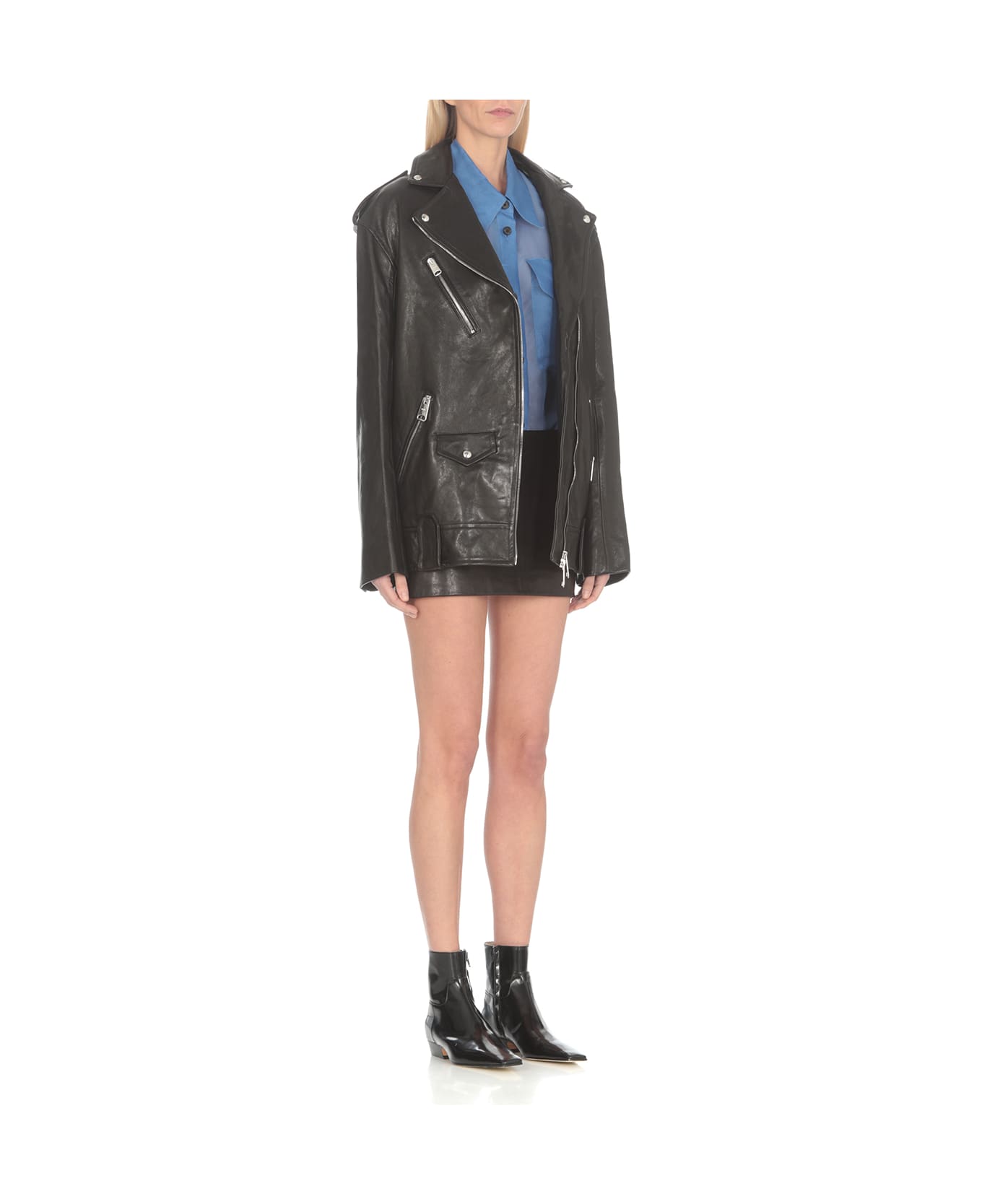 Khaite Leather Miniskirt - Black