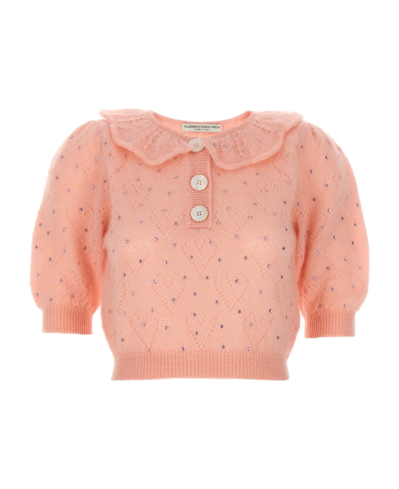 Alessandra Rich Rhinestone Sweater - Pink