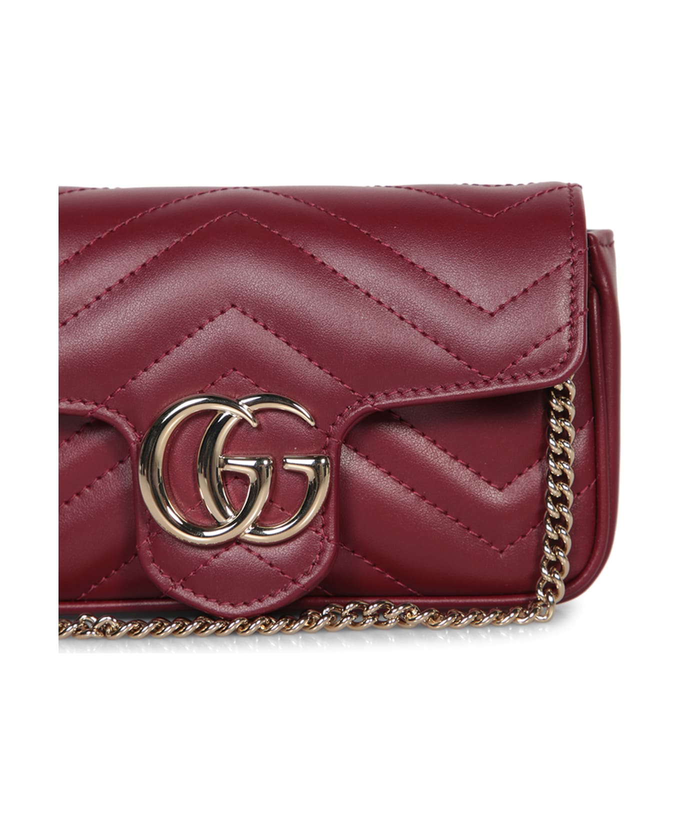 Gucci Gg Marmont Supermini Leather Bag In Red - Red