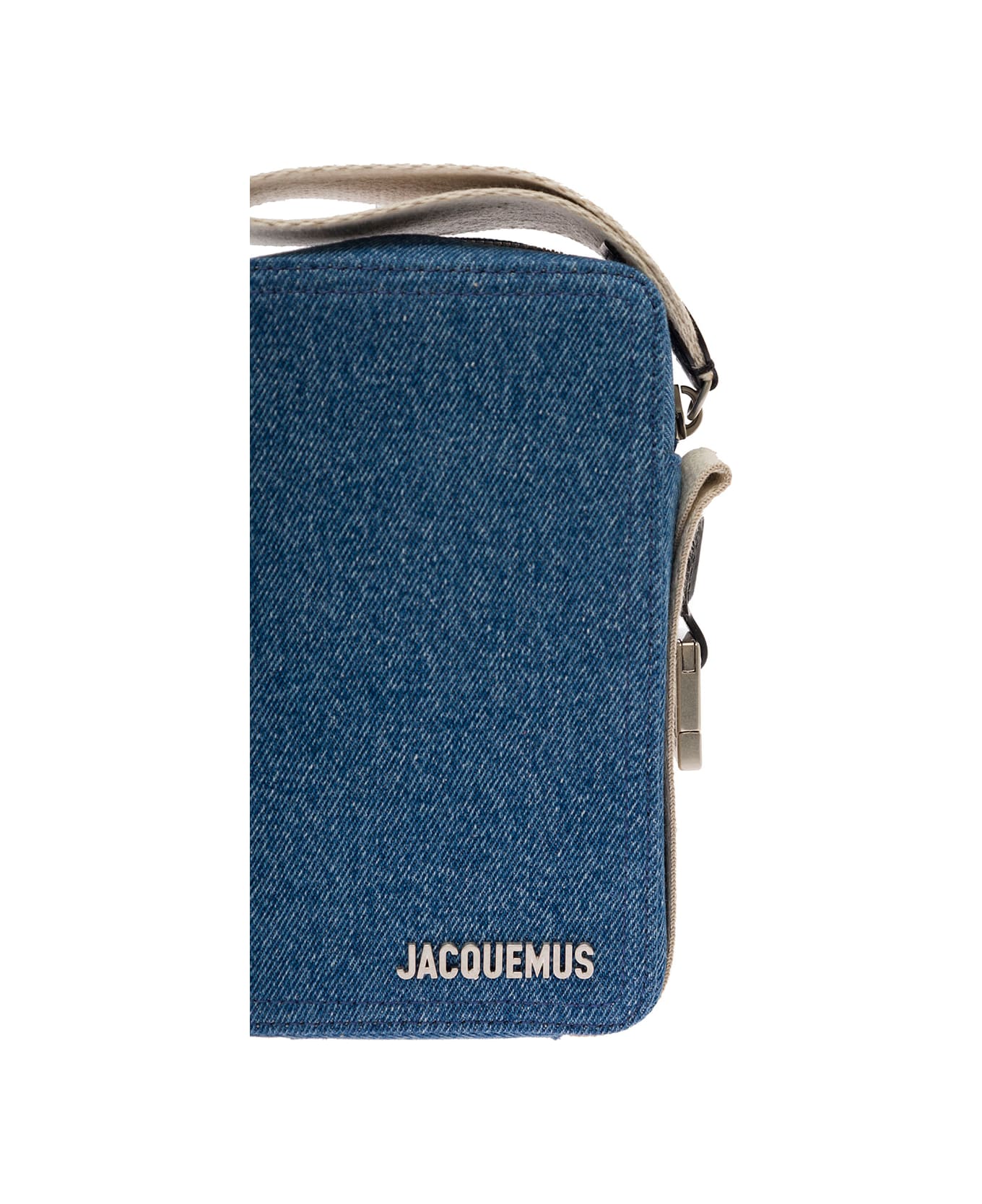 Jacquemus 'la Cuerda Vertical' Blue Shoulder Bag With Front Logo In Leather Man - Blu