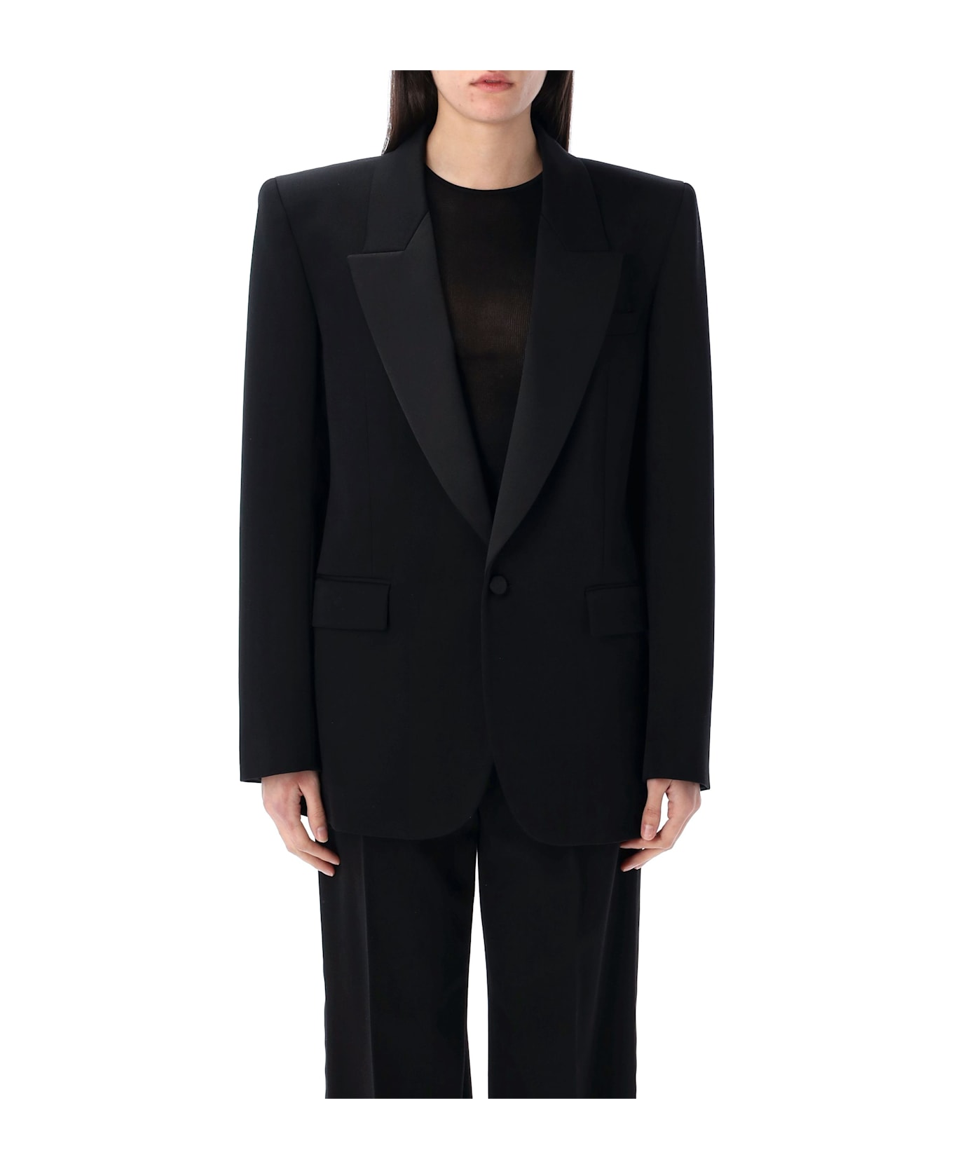 Saint Laurent Grain De Poudre Tuxedo Jacket - BLACK