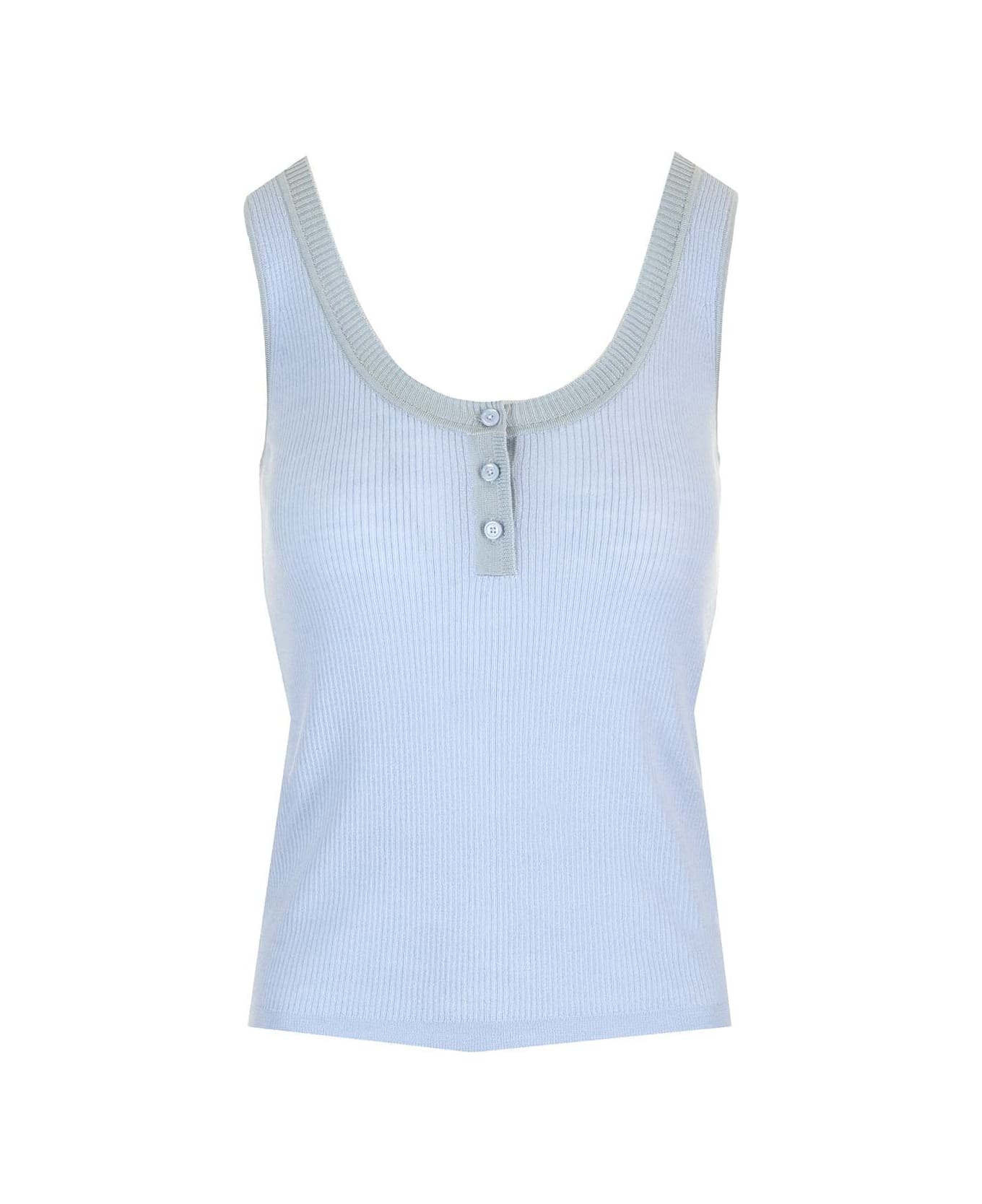 Chloé Ribbed Wool Tank Top - Light blue