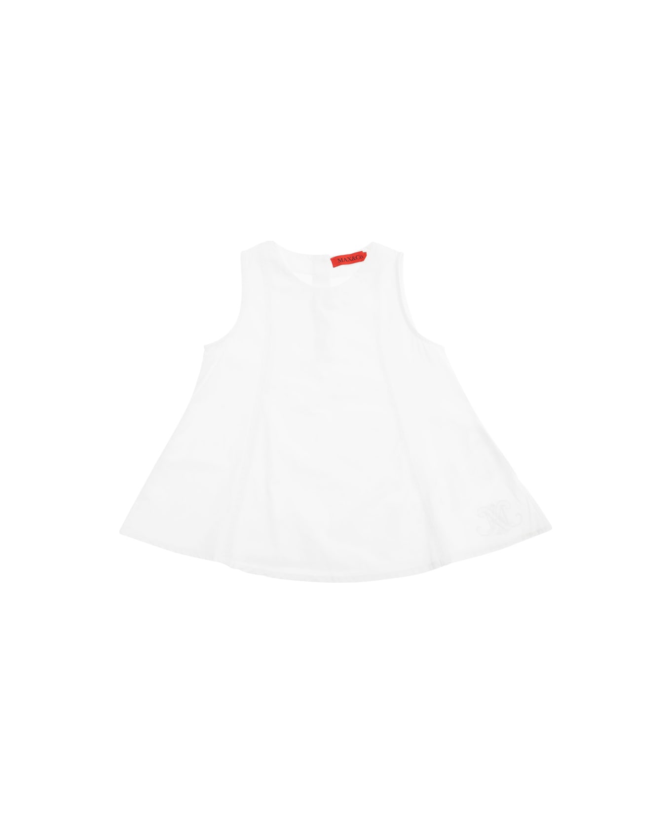 Max&Co. White Sleeveless Shirt With Rear Button Closure In Cotton Girl - White