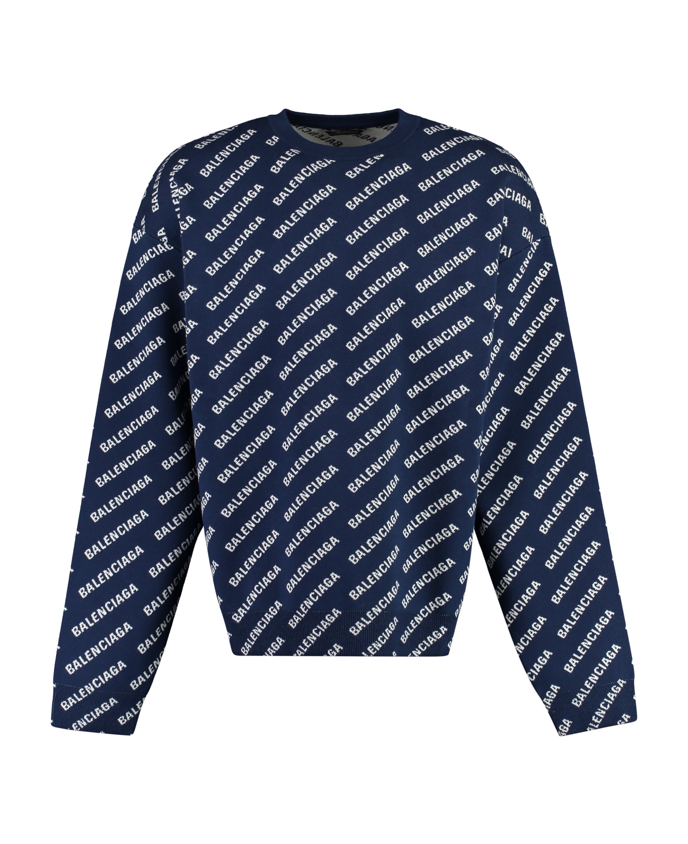 Balenciaga Long Sleeve Crew-neck Sweater - Blue ニットウェア