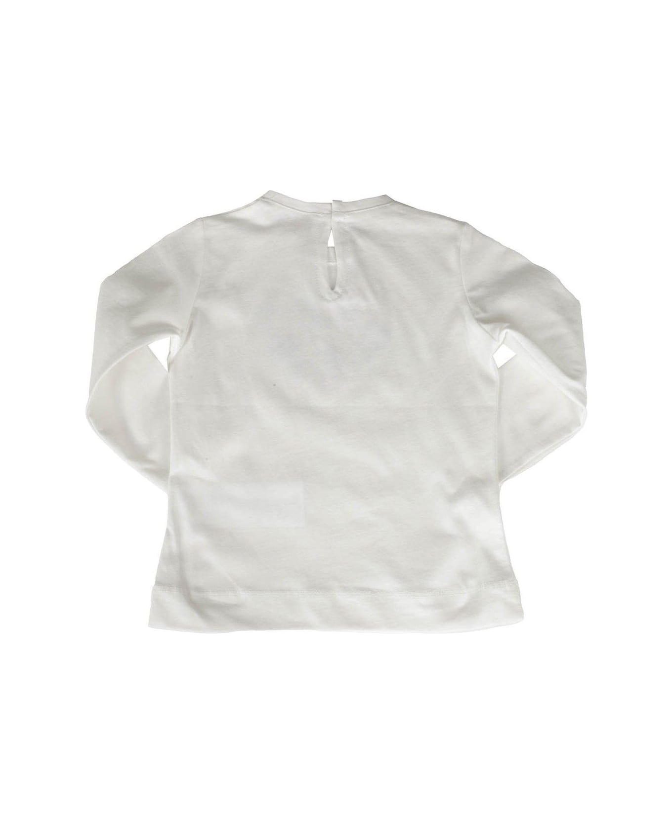 Monnalisa Rhinestone Heart Print Jersey T-shirt - IVORY Tシャツ＆ポロシャツ