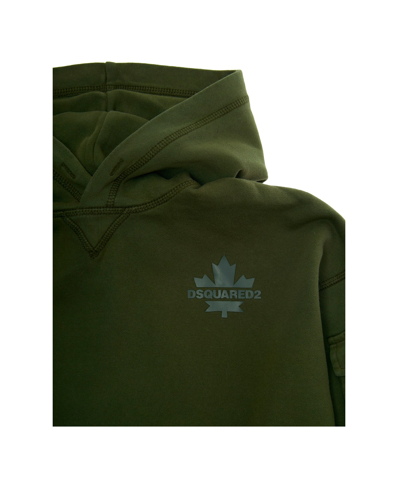 Dsquared2 Green Hoodie With Logo Detail On The Front In Cotton Boy - Green