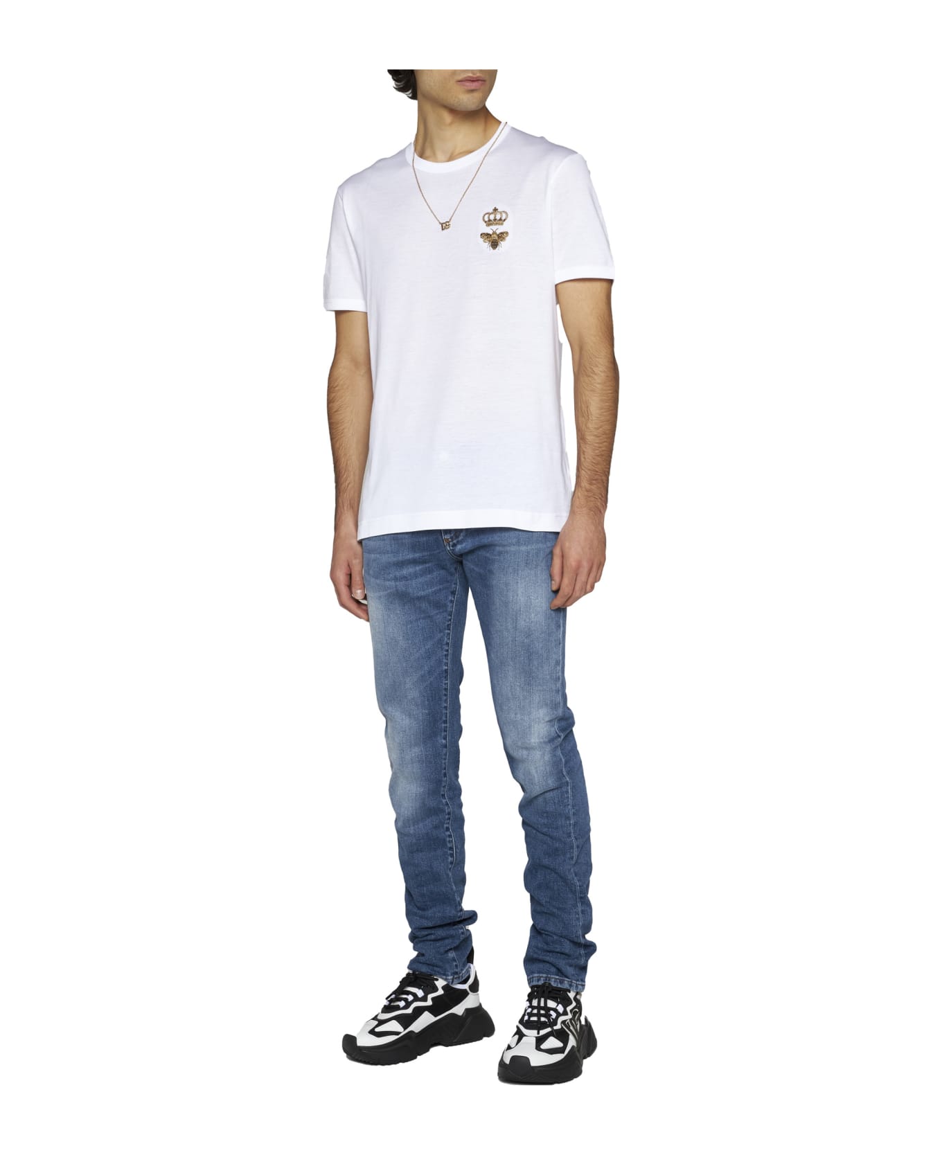Dolce & Gabbana Cotton Crew-neck T-shirt - Bianco ottico シャツ