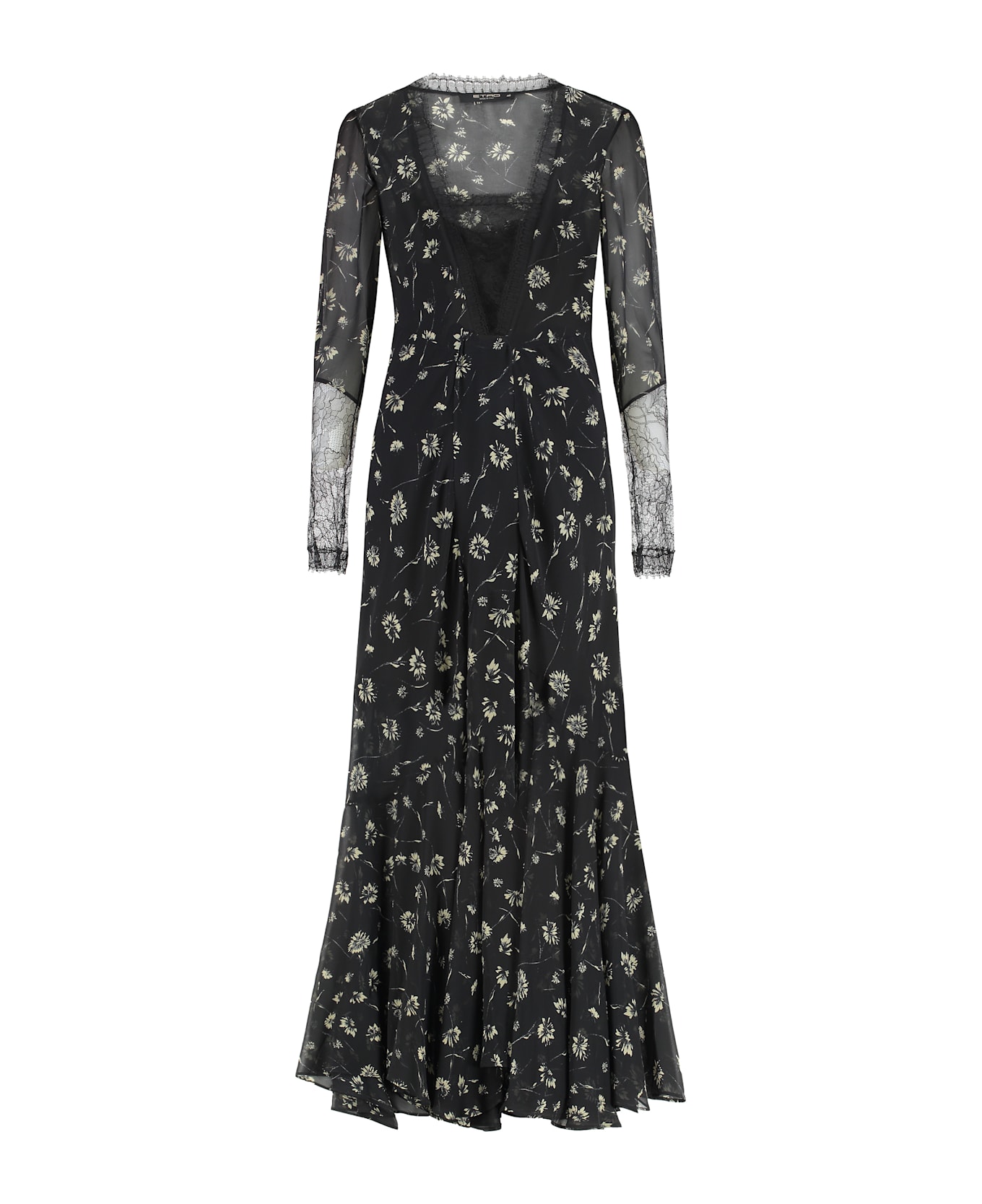 Etro Floral Print Silk Dress - black