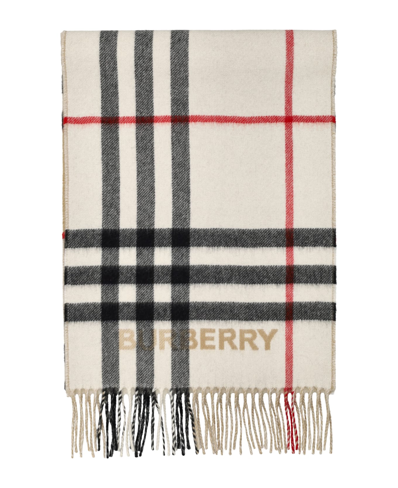 Burberry London Contrast Check Cashmere Scarf - ARC BEIGE/ NAT WHITE