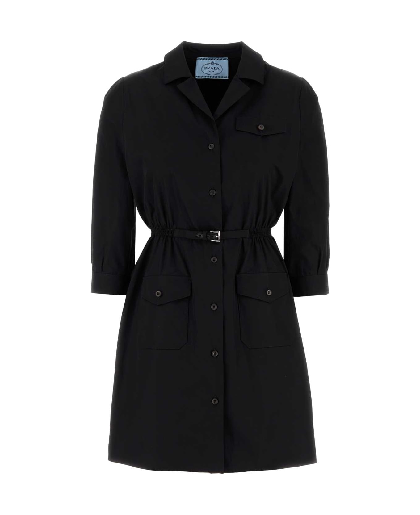 Prada Black Poplin Shirt Dress - NERO