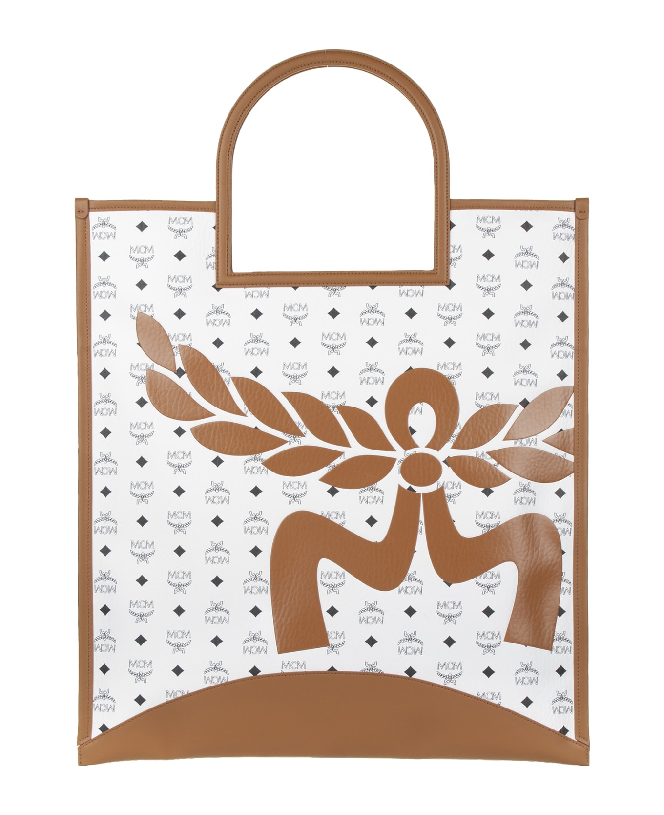 MCM Aren Fold Tote Bag With Logo Motif - WHITE トートバッグ