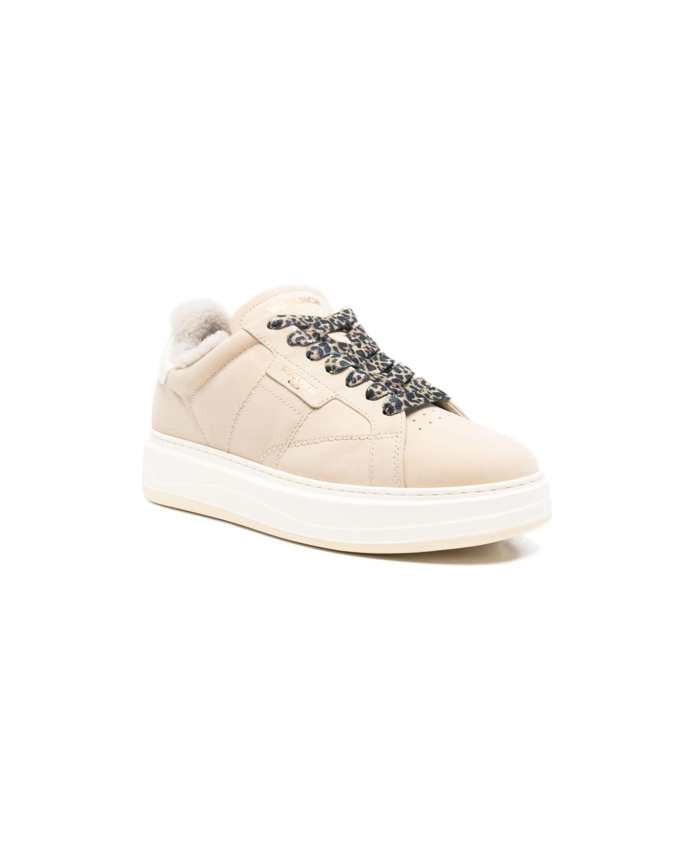 Woolrich Arrow Leather Sneakers - Cream